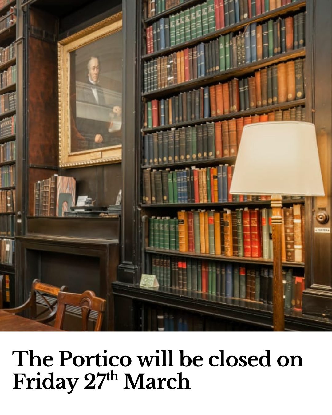 The Portico will be closed to all tomorrow due to staff training. We apologise for any inconvenience.