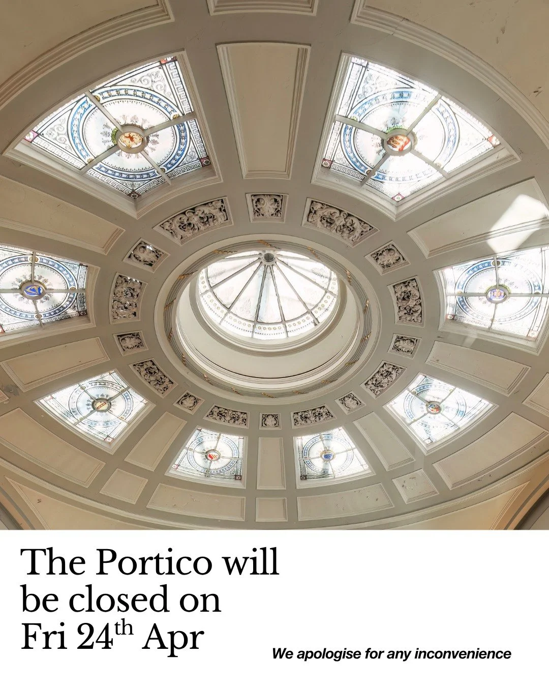 📣 Just a note to say The Portico will be closed tomorrow. 

We apologise for any inconvenience. We'll be back open on Saturday and hosting our free Mysterious Book of the Week!