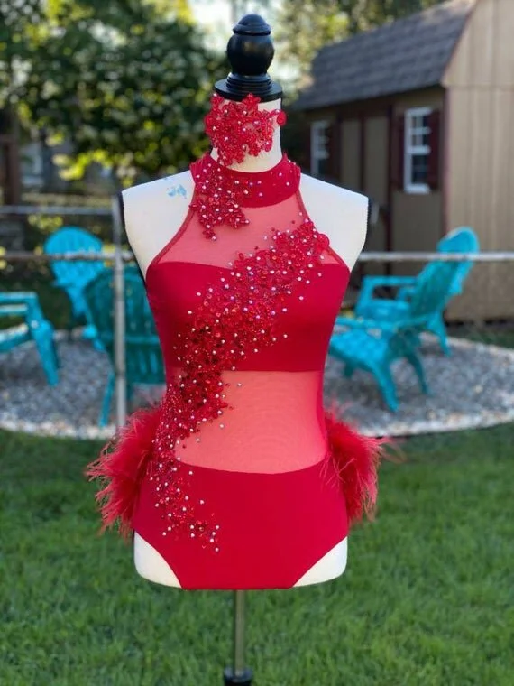 Custom Dance Costume with Feathers Jazz Musical Theater Tap  Elite Custom  Costumes
