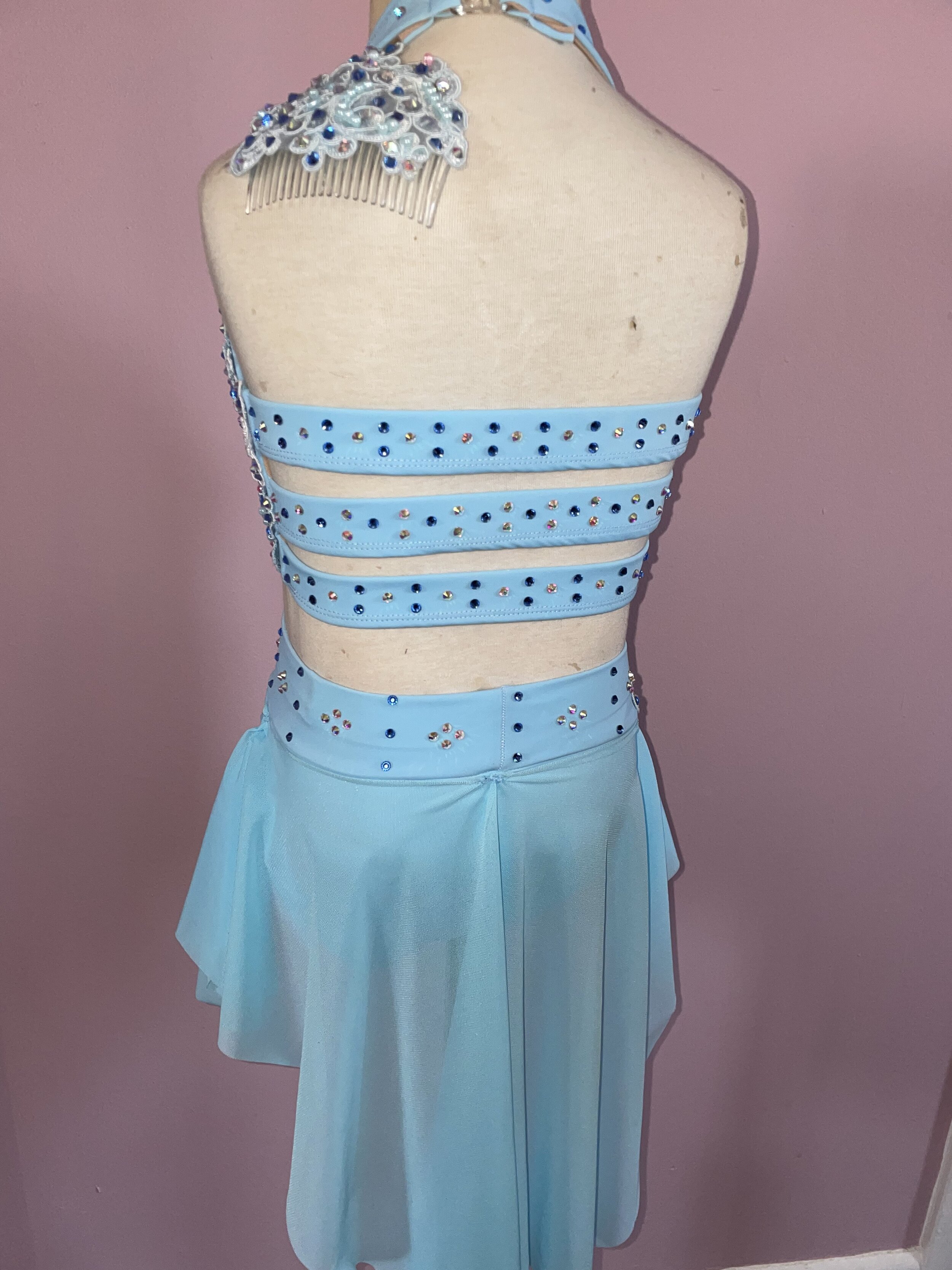 black mini dress with white trim LUNA sky blue lyrical dance costume – Co9dancecostumes main image 0