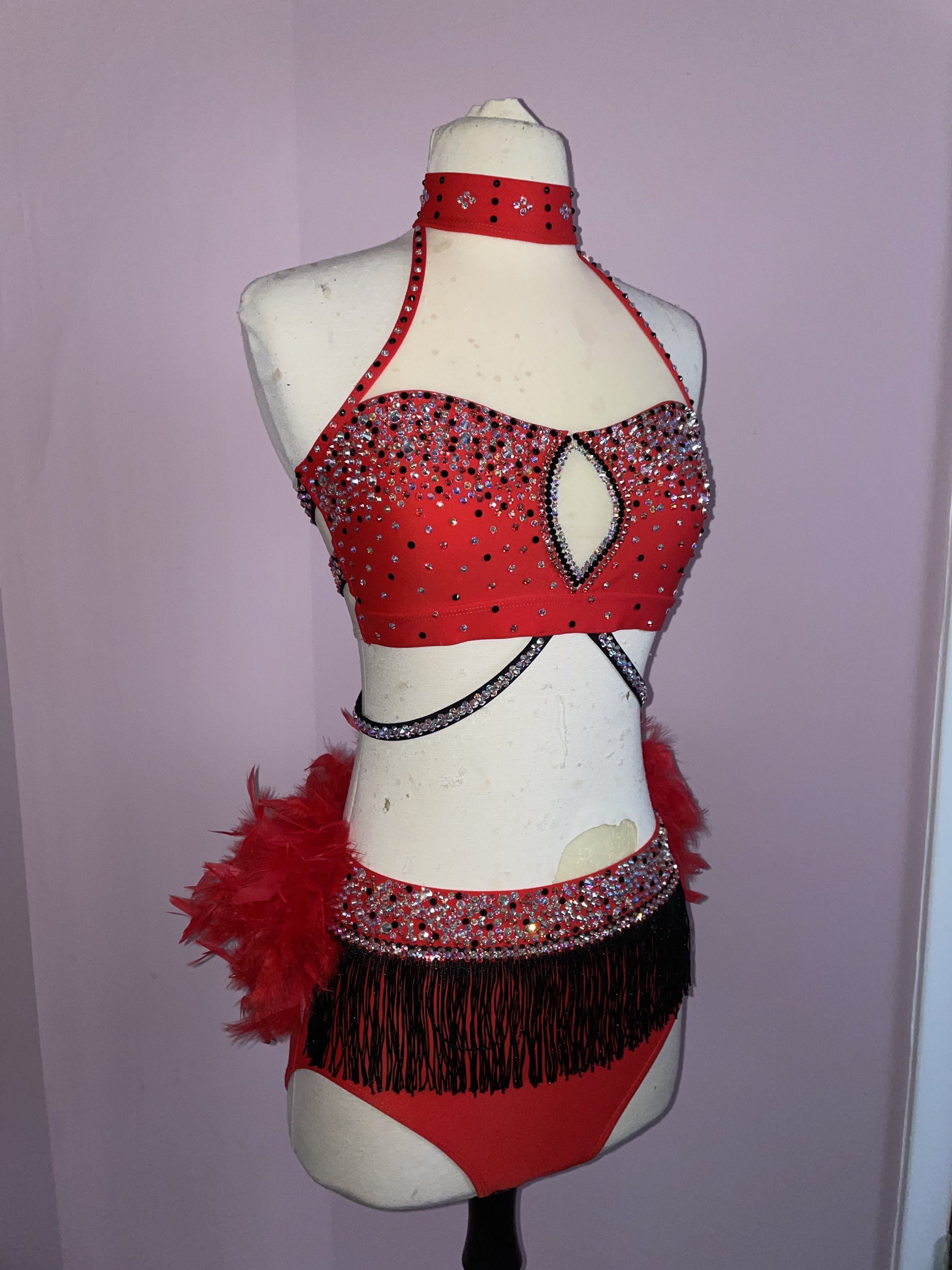 Custom Dance Costume Jazz Musical Theater 2 Piece with Feather Boa ...