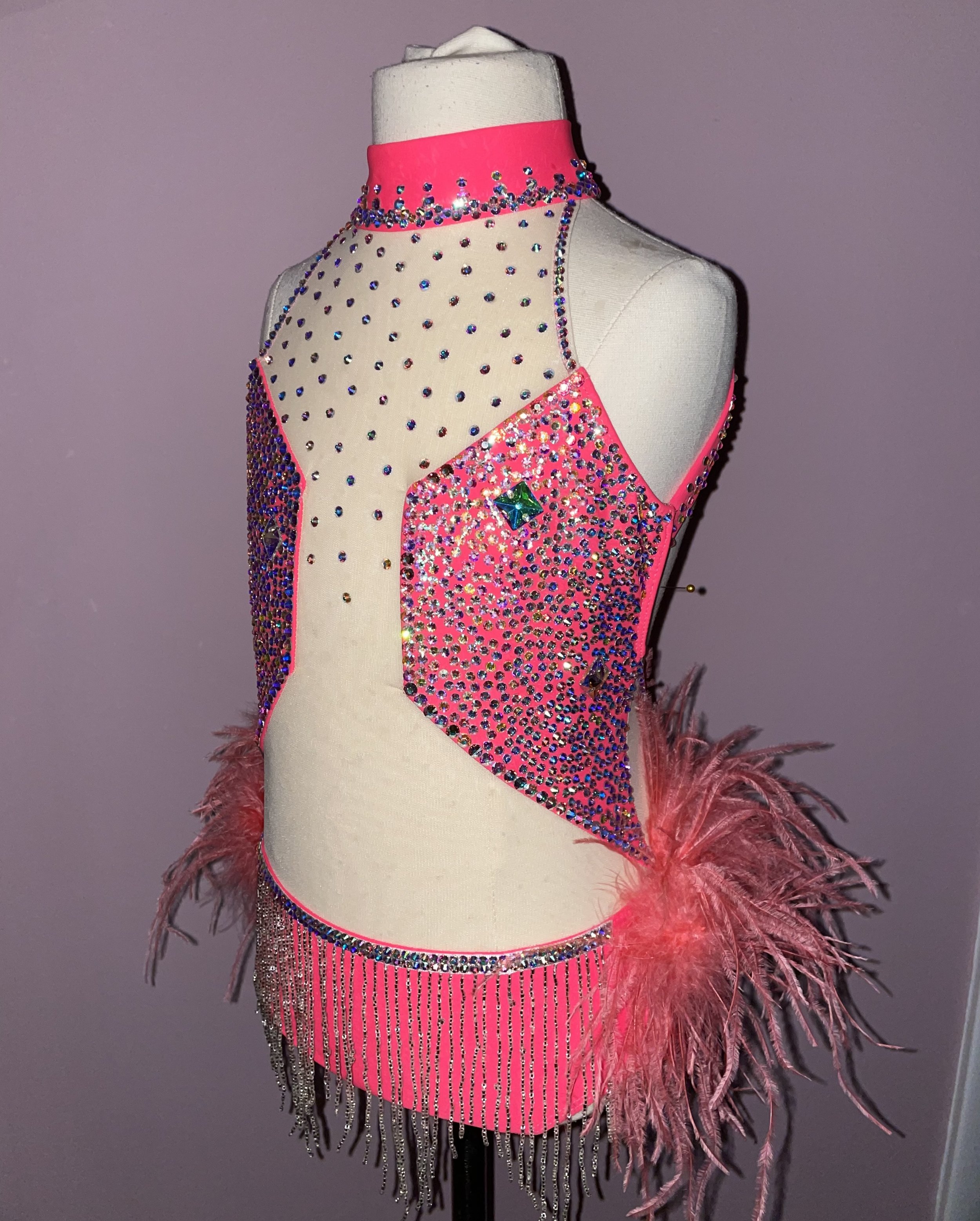 Custom Dance Costume Jazz Musical Theater Leotard with Ostrich Feathers ...