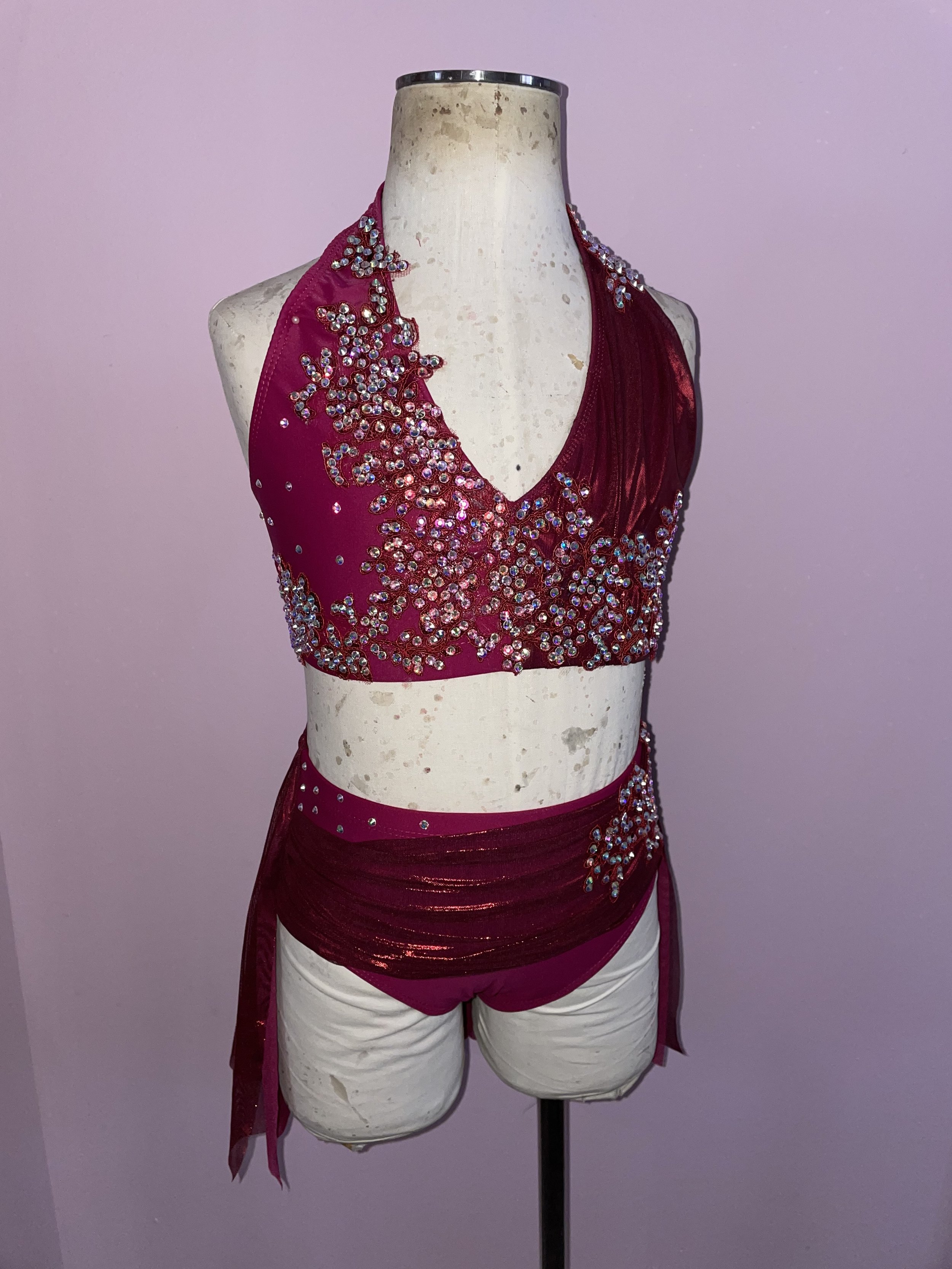 Custom Dance Costume Lyrical Contemporary 2 Piece with Mesh Swag and ...