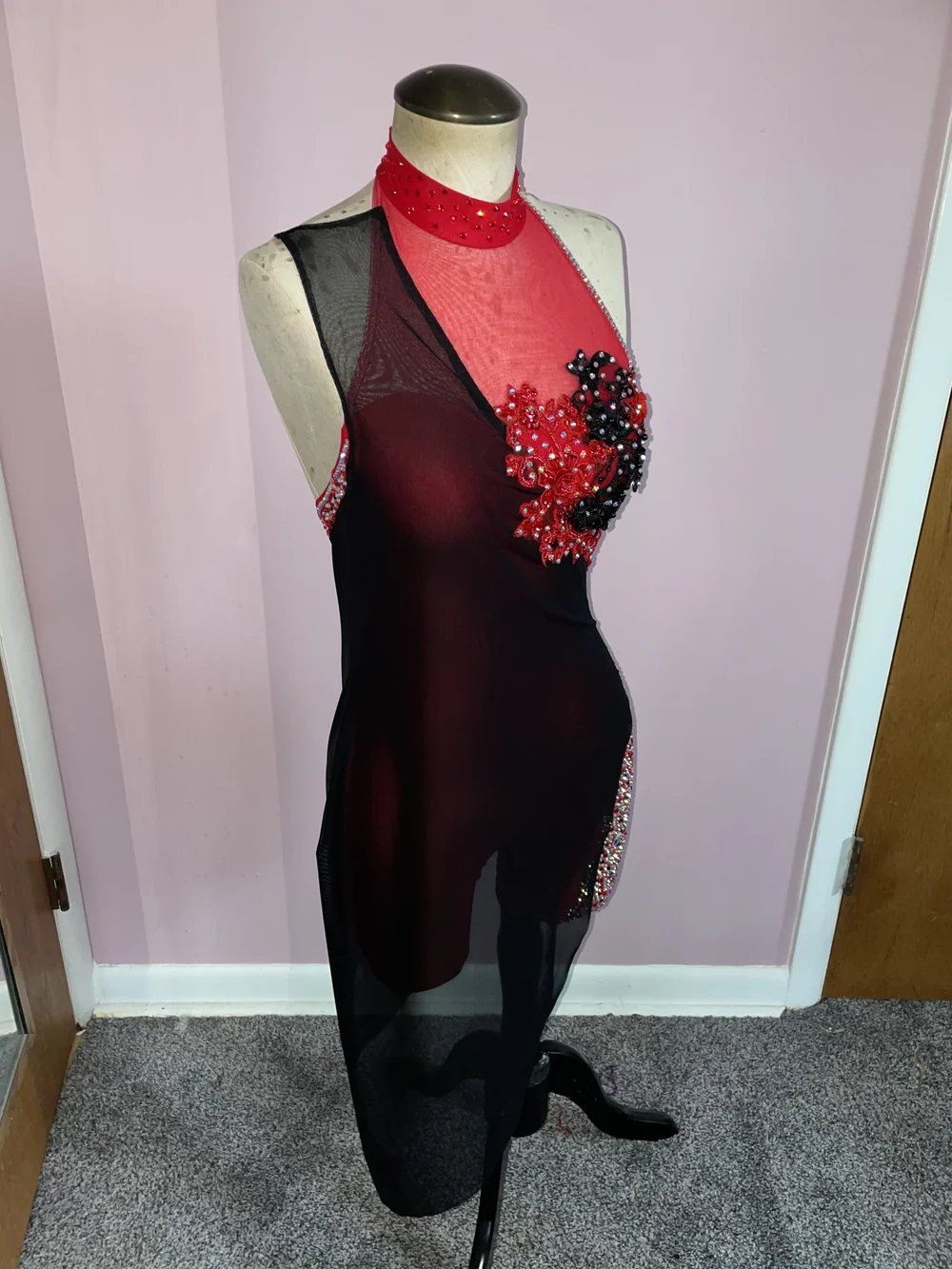 red and black slip dress whimsical goth black and red lace slip dress main image 1