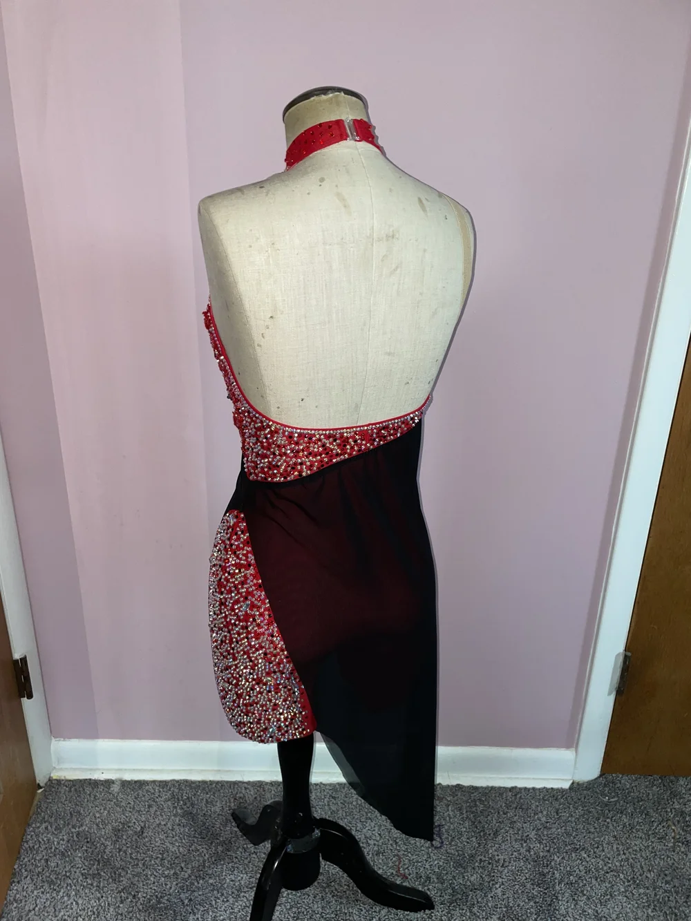 Custom Dance Costume Ballroom Salsa Tango Red and Black Slip Dress  Elite  Custom Costumes