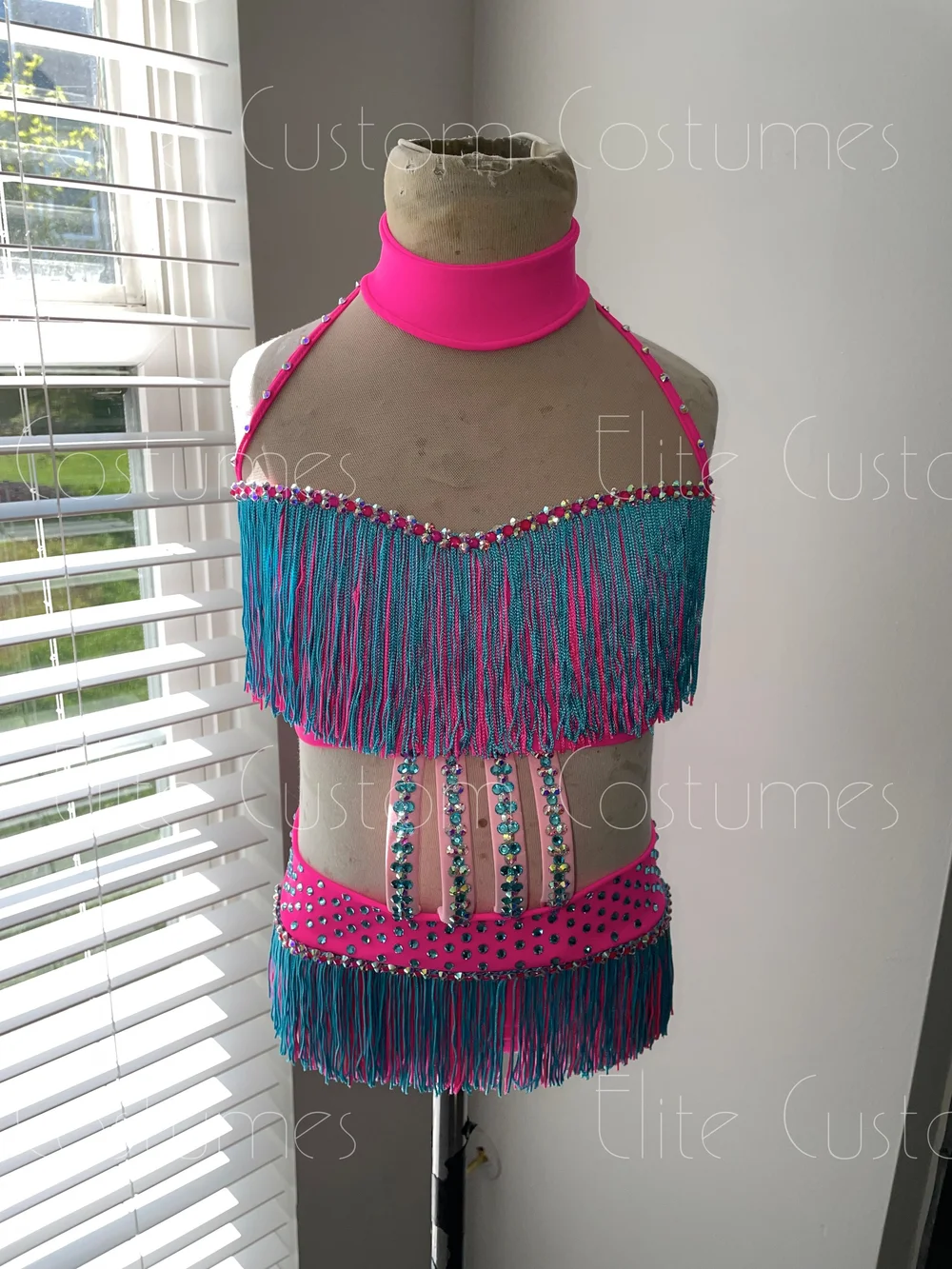 Custom Dance Costume Hot Pink Baby Blue Sassy Jazz Musical Theater  with Fringe — Elite Custom Costumes