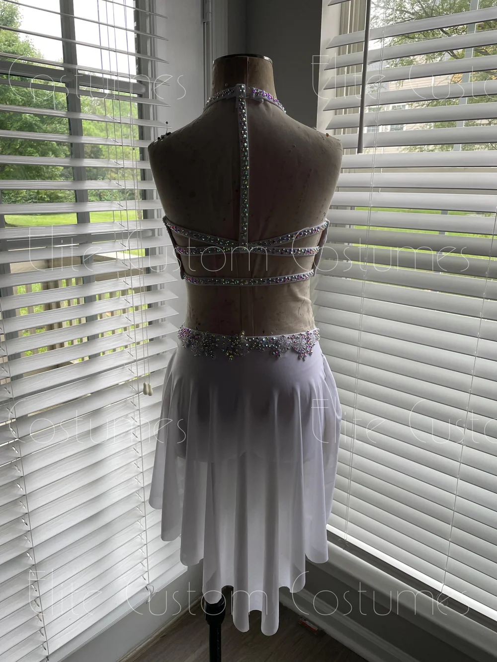 Custom Dance Costume Lyrical Contemporary White 2 Piece with Skirt  Elite  Custom Costumes