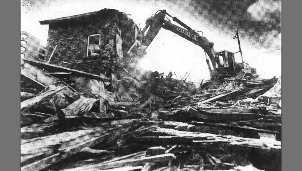   The Clegg House being demolished on October 27, 1979. Photo: Michael Ridewood / The Ottawa Journal  