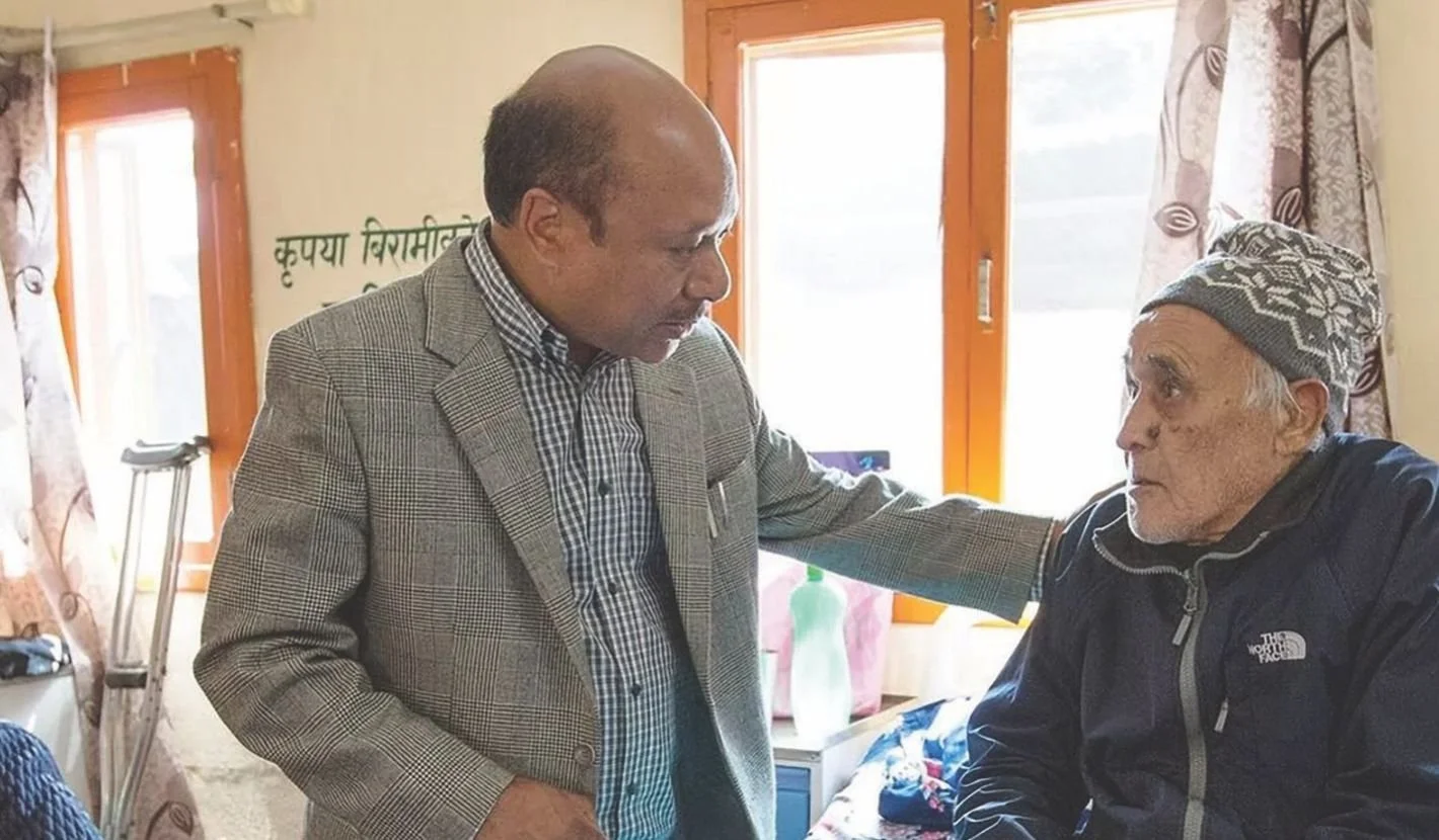 Dr. Rajesh Gongal sees patients at the current Hospice Nepal Inpatient facility.