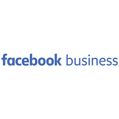 Facebook Business logo with a black background and blue text.