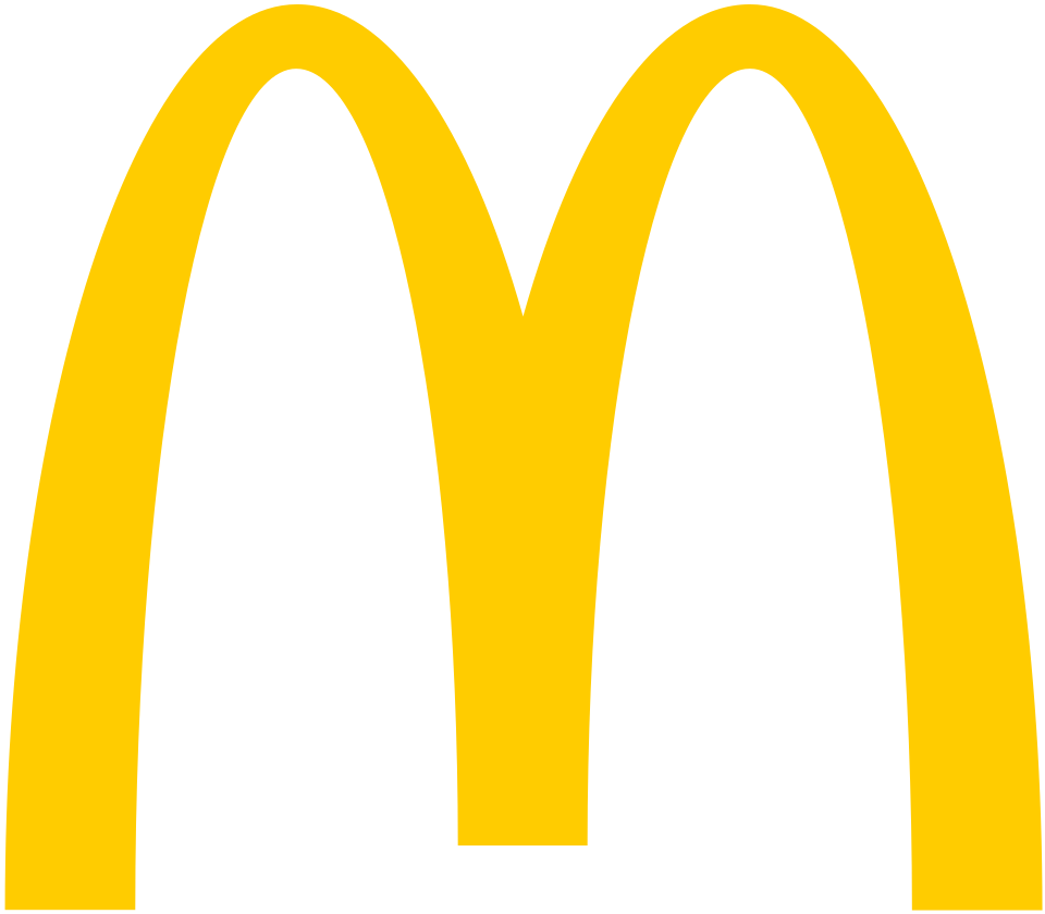 McDonald's logo with yellow arches on a black background.