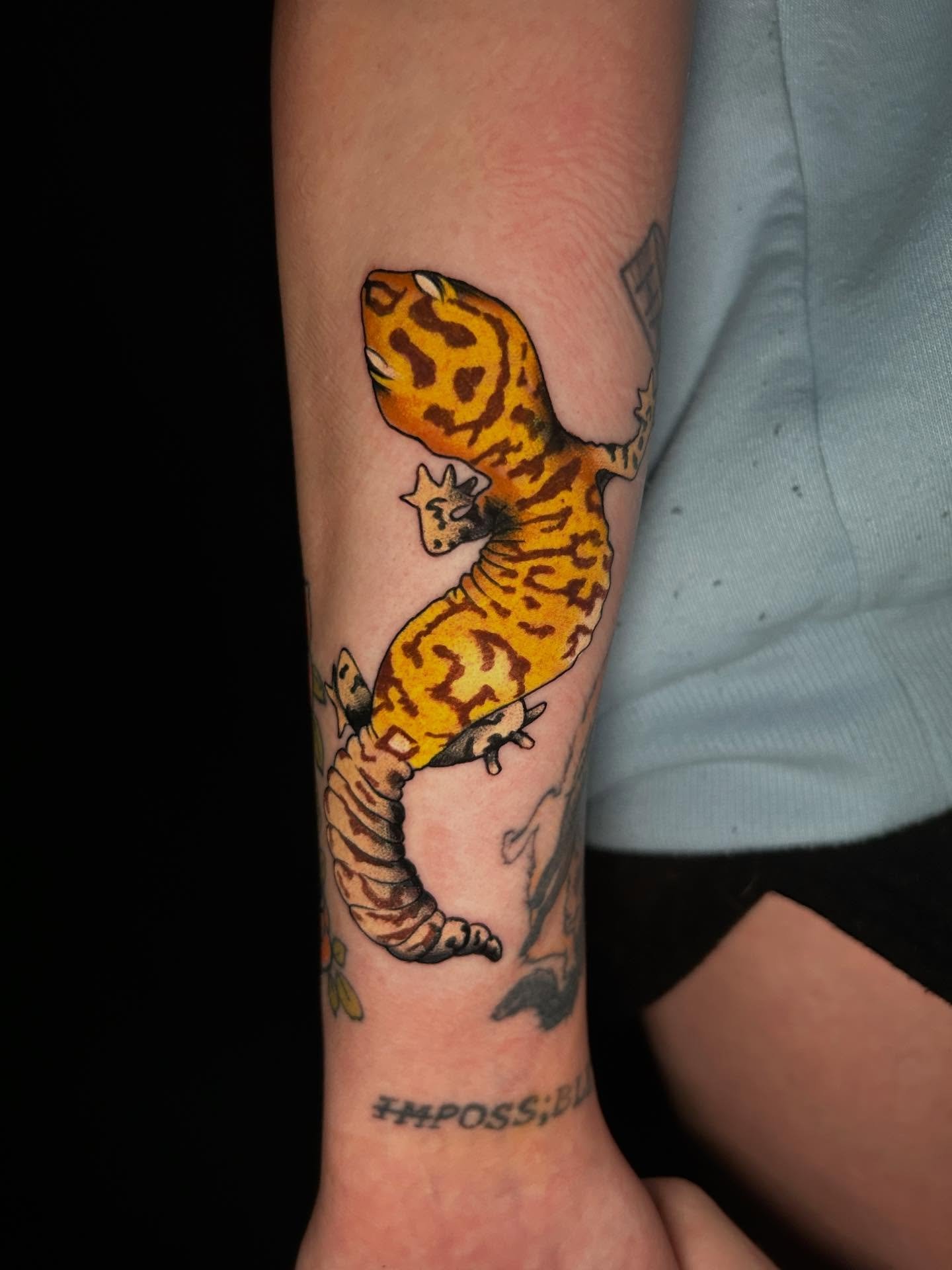 Leopard gecko tattooed by Jose Cordova! @josecordova 🐸