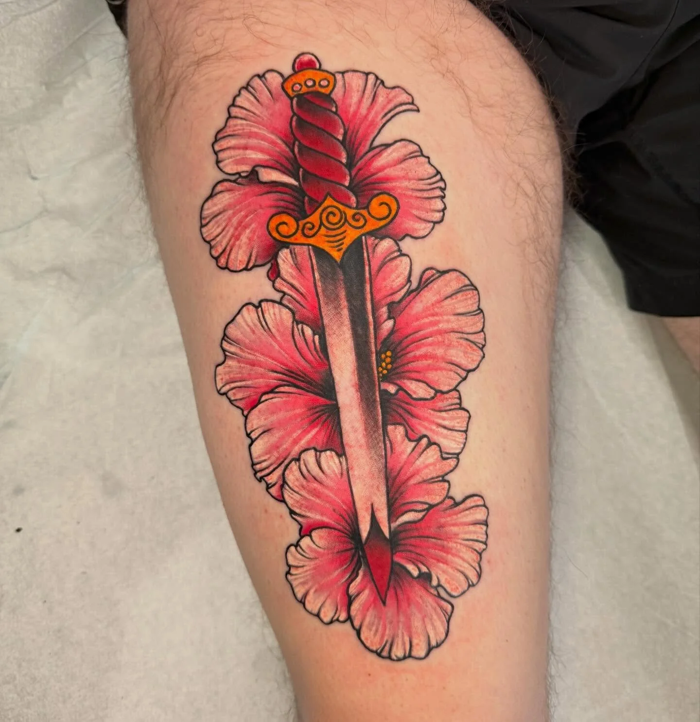 Dagger tattooed by @jim.bennett.tattoo