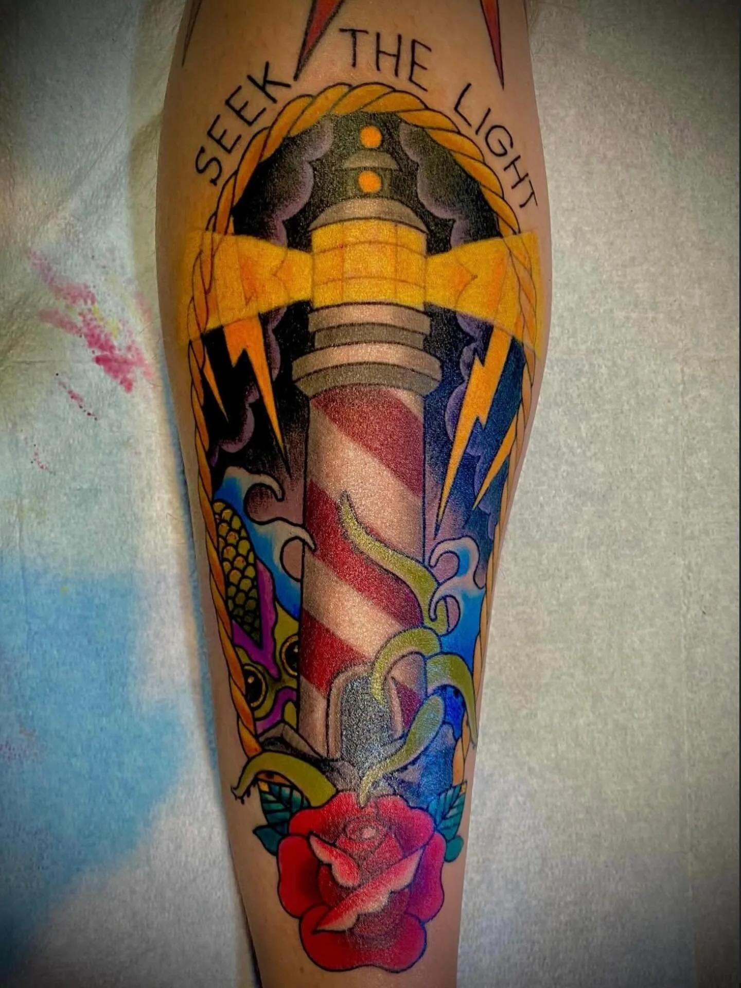 Light house tattooed by Chris! @chrisevanstattoo