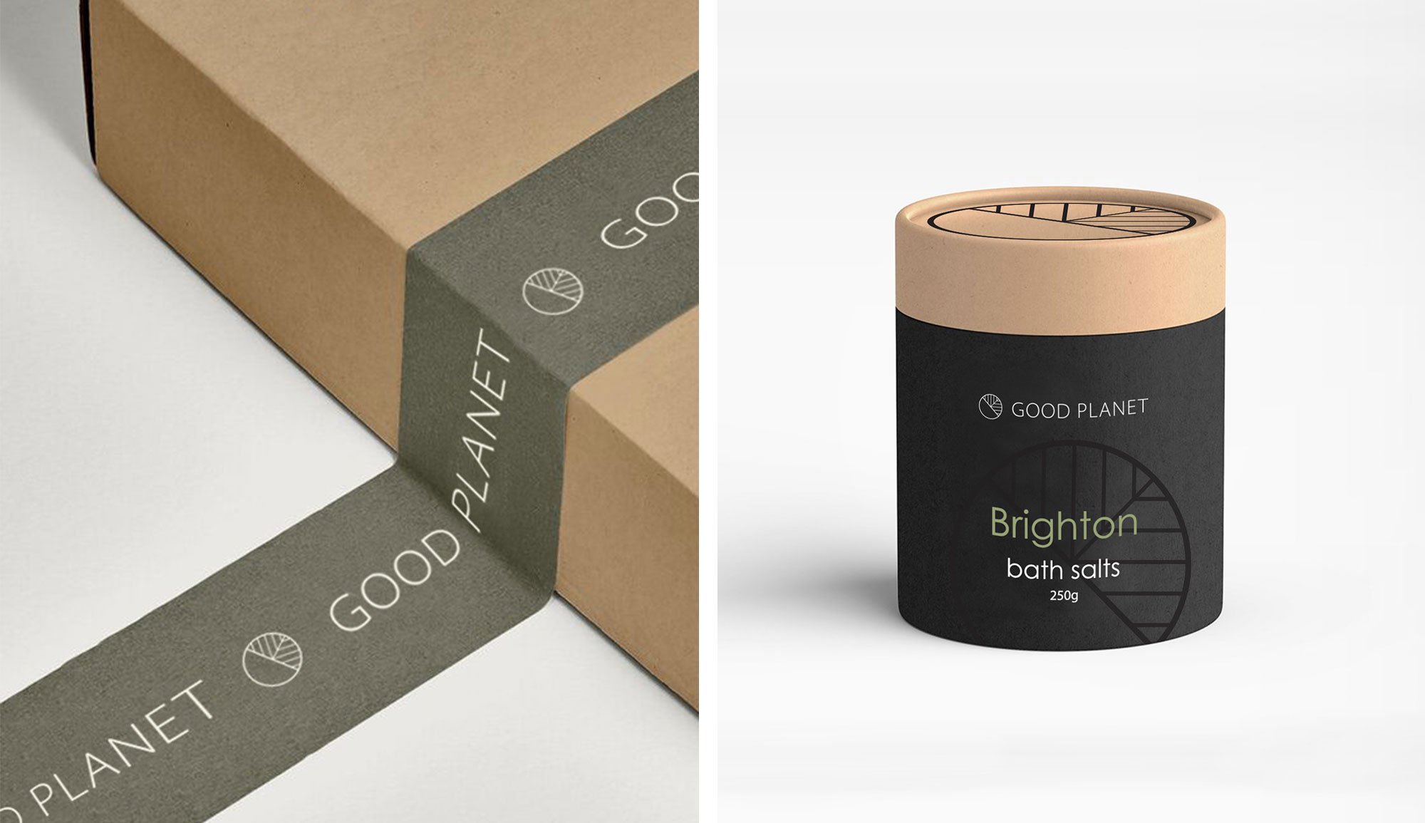 branded packing tape, bath salts tube