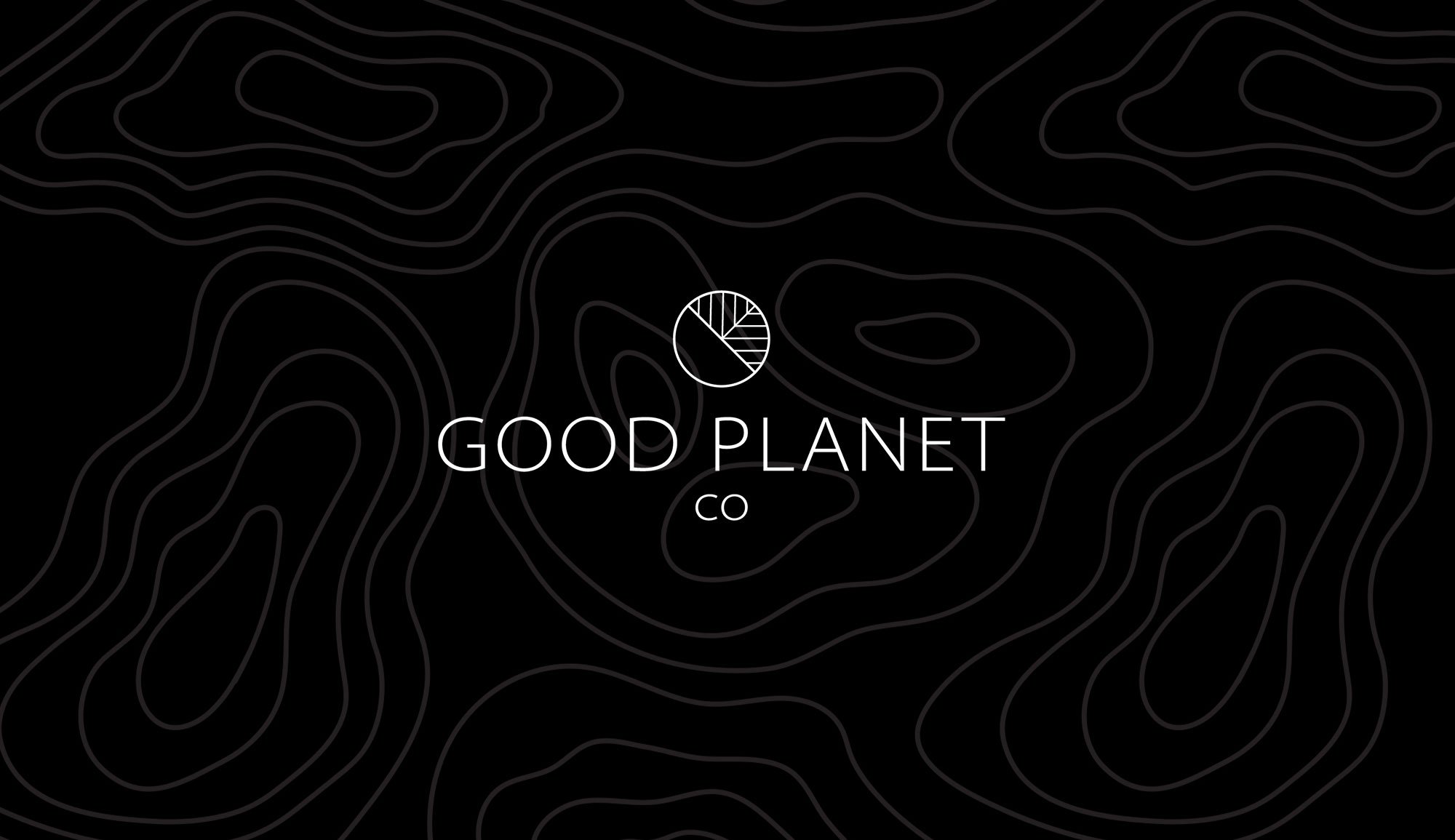 topographic watermark, good planet logo