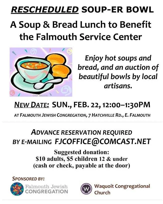 Looking forward to seeing everyone at the Soup-er Bowl this Sunday!  Be sure to RSVP to the email address below to save your spot.  Thank you to everyone involved with this event!