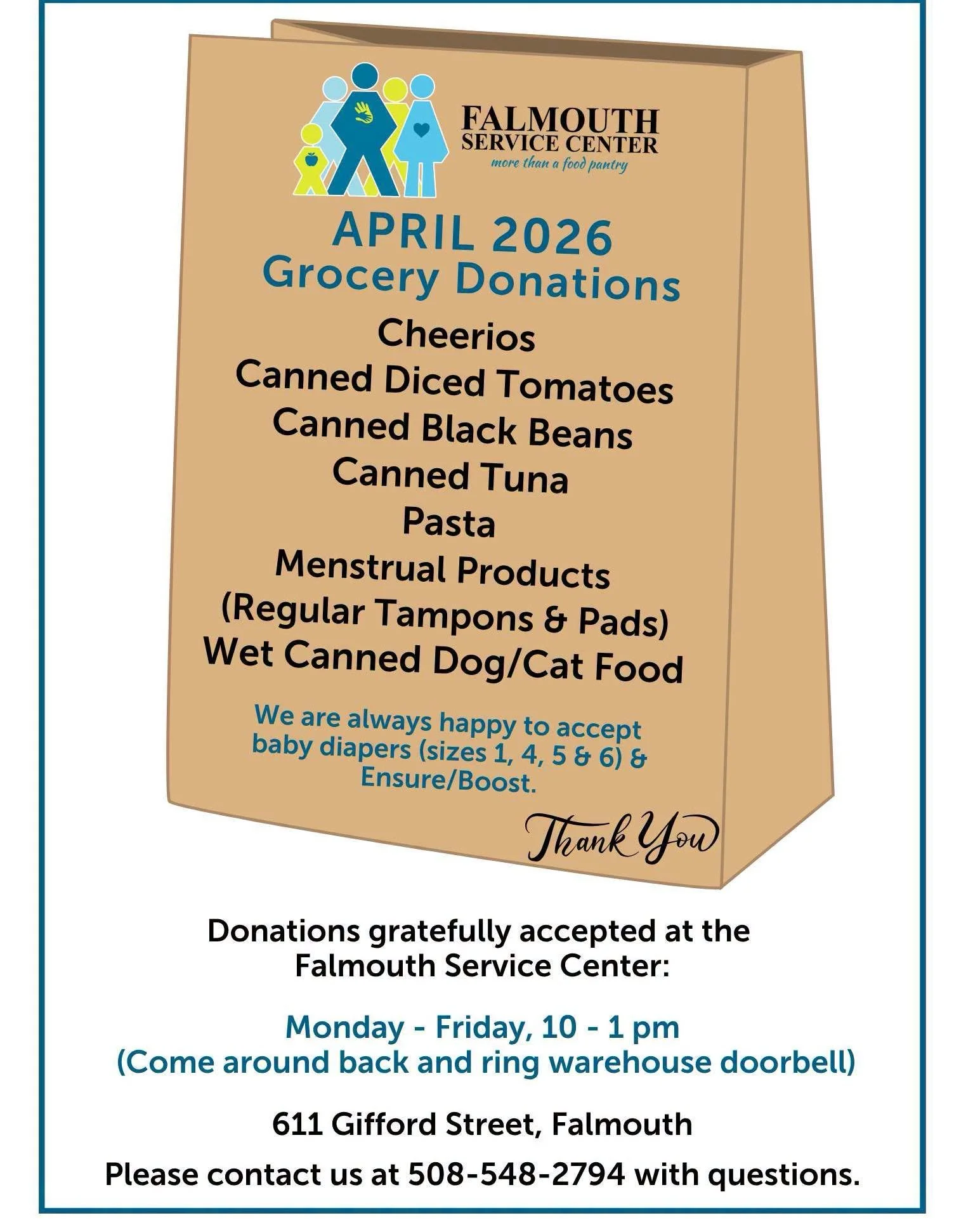 Friendly reminder of our wish list items for the month of April.  If you are unable to stop by during the hours listed, you can always leave these items at the Falmouth Police Department 24/7.  Thank you in advance to sharing!