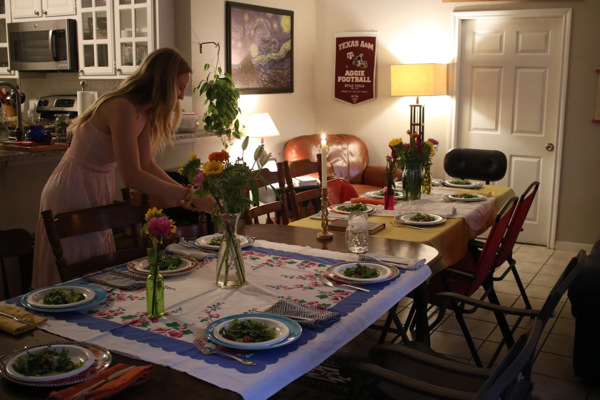 July - preparing an extravagant dinner party just for fun