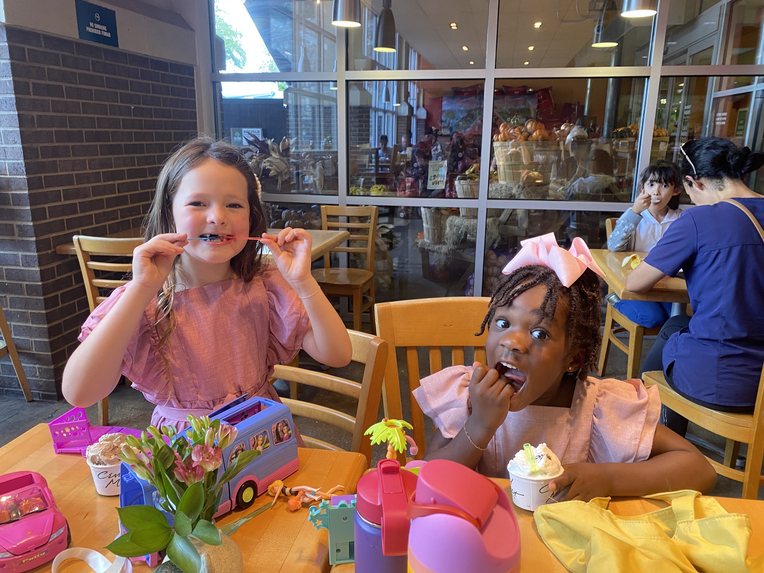 September - last day of babysitting! We celebrated with ice cream & my old Polly Pockets at Central Market