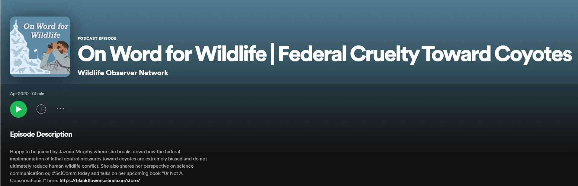 On Word for Wildlife Ep 1: Federal Cruelty Toward Coyotes