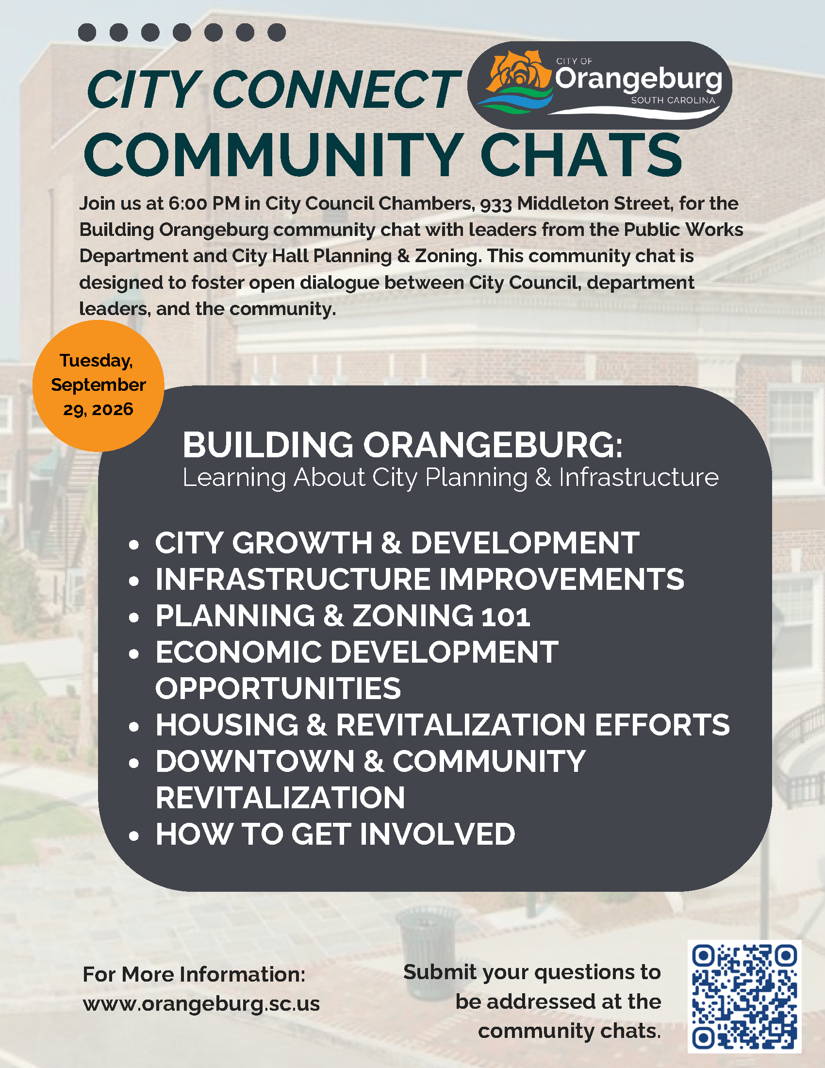 Orangeburg to host 'Building Orangeburg' community chat Tuesday