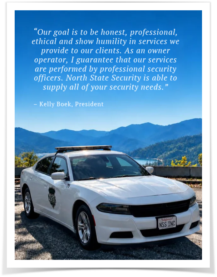 North State Security guard car in Redding, CA