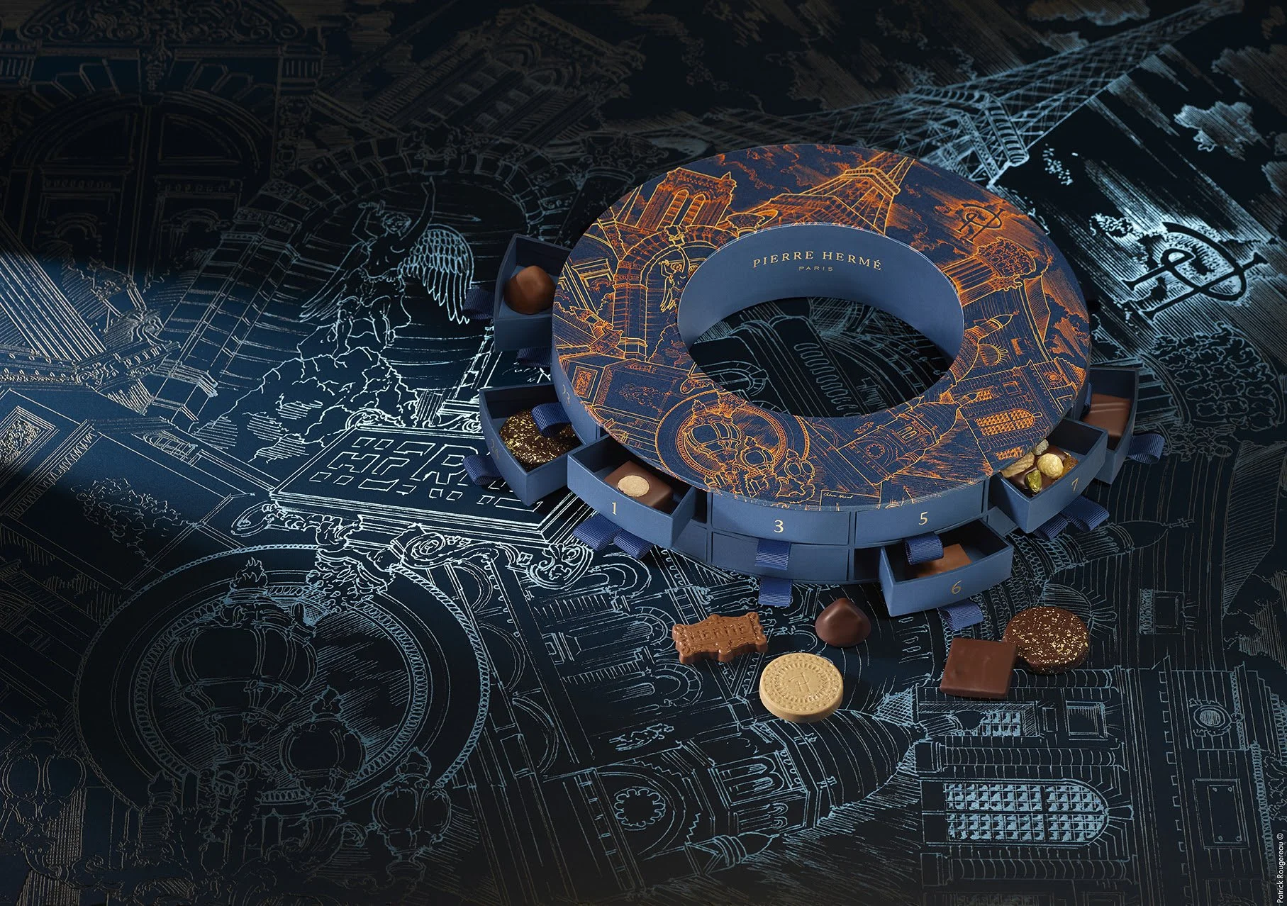 Octave Marsal x Maison Pierre Hermé  —  Cobranding 360 collection Noël "Lumières de Paris"