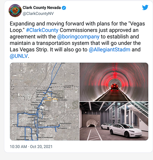 The Boring Company files Vegas Loop plans for the route to Westgate