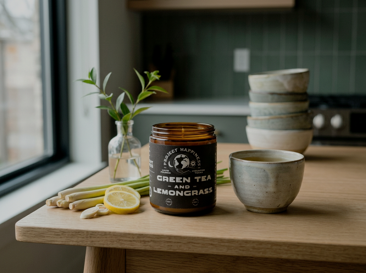 Green Tea and Lemongrass Soy Candle - 8oz | Summer Scent
