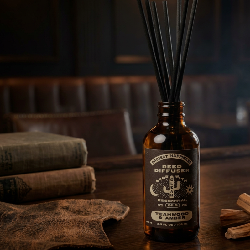 Teakwood and Amber Reed Diffuser - 3.5oz | Musky Aroma