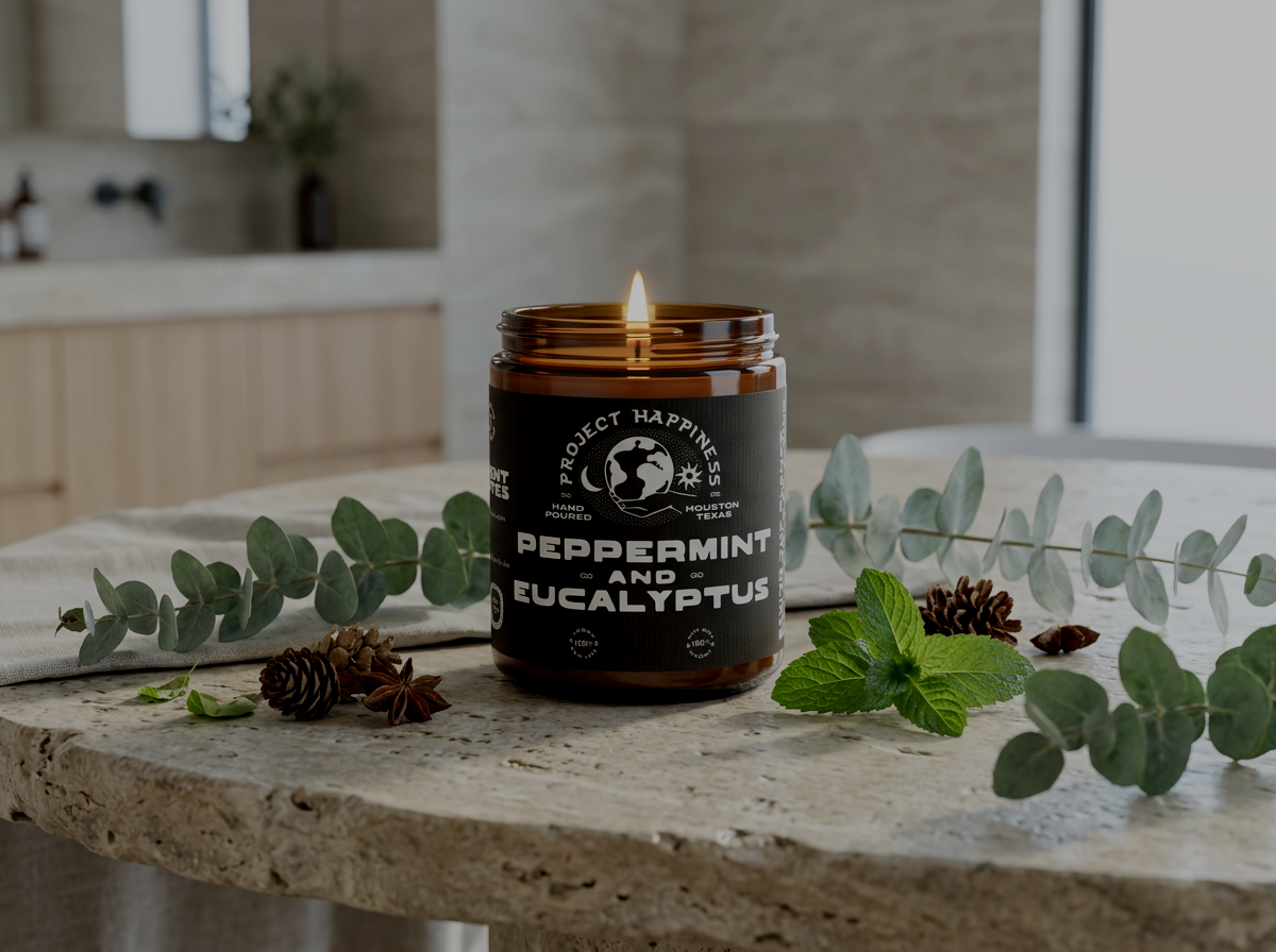 Peppermint and Eucalyptus Soy Candle - 8oz | Aromatherapy Scent