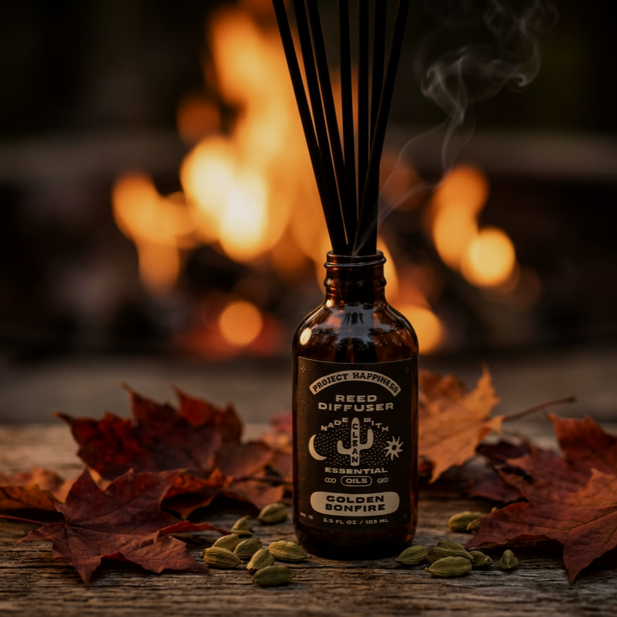Golden Bonfire Reed Diffuser - 3.5oz | Holiday Aroma