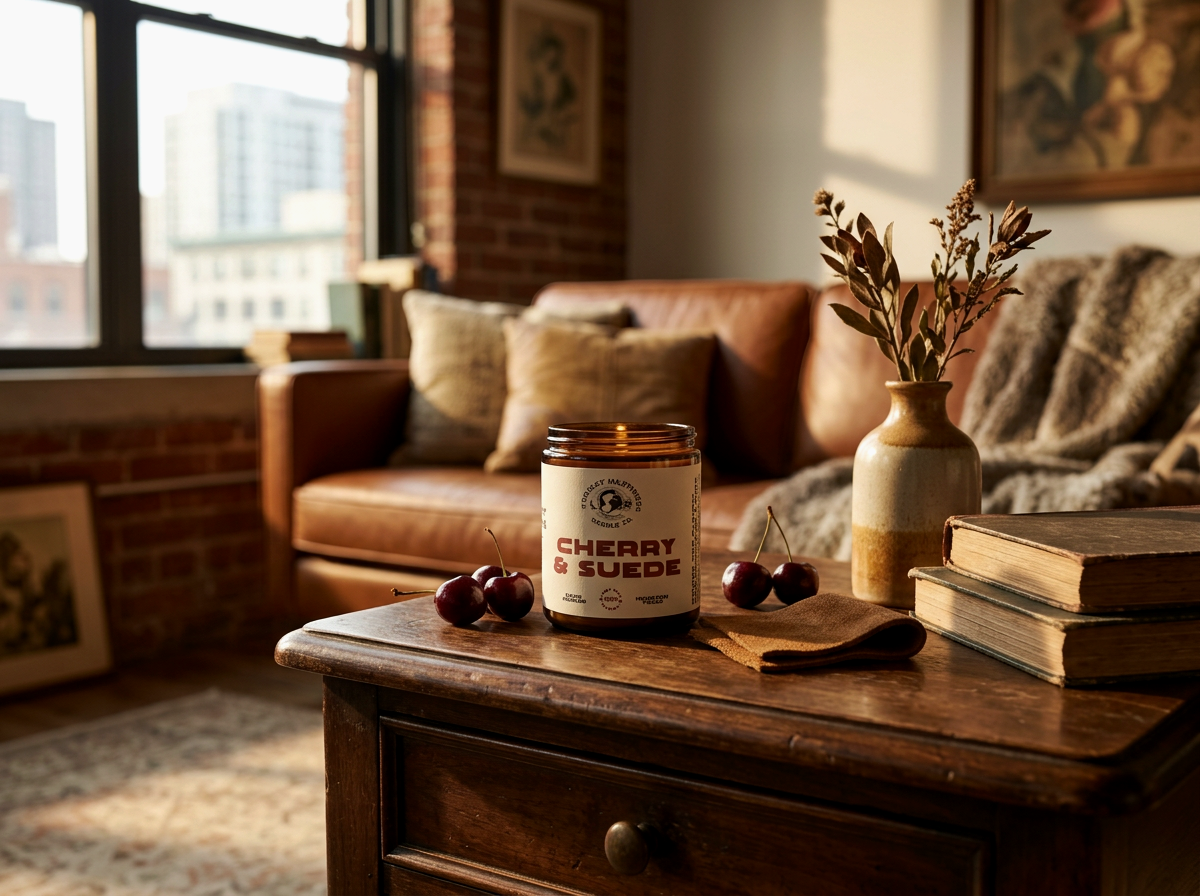 Cherry and Suede Soy Candle - 8oz 