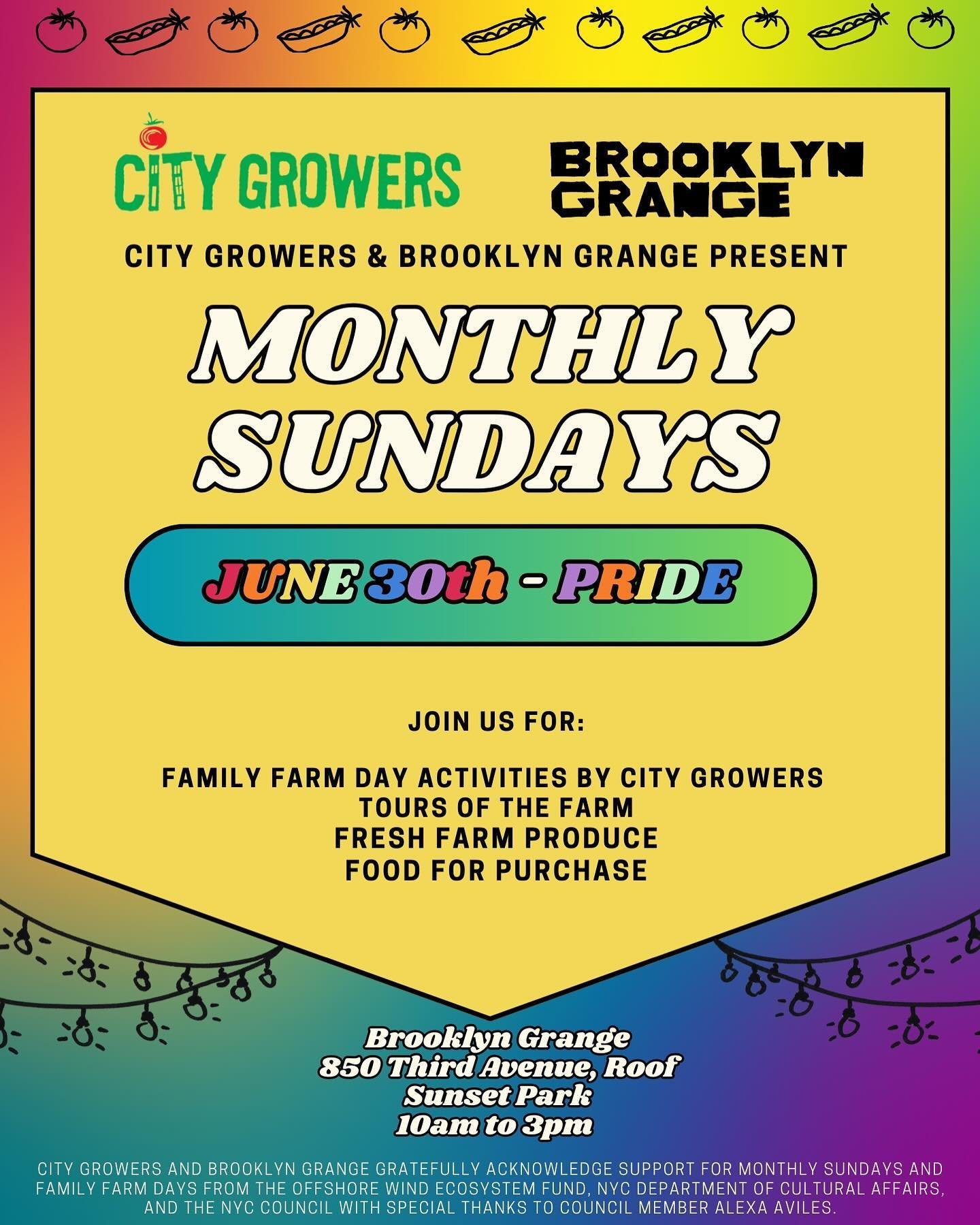 We are so BACK in celebration of one of our favorite months annually: PRIDE MONTH 🌈🌱

🌻We&rsquo;ll be hosting free tours, free family farm day activities and workshops for youth of all ages courtesy of @citygrowersnyc, a bountiful produce table, a