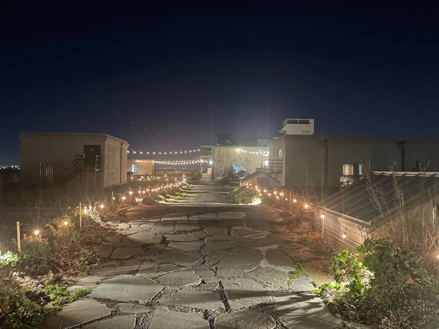 Winter settles softly at @brooklyngrange , where string lights trace the path and the stone walkway rests between seasons. Just beyond the edge, holding that calm, in-between beauty that only winter in Brooklyn brings. ❄️✨

#BrooklynGrange #WinterInB