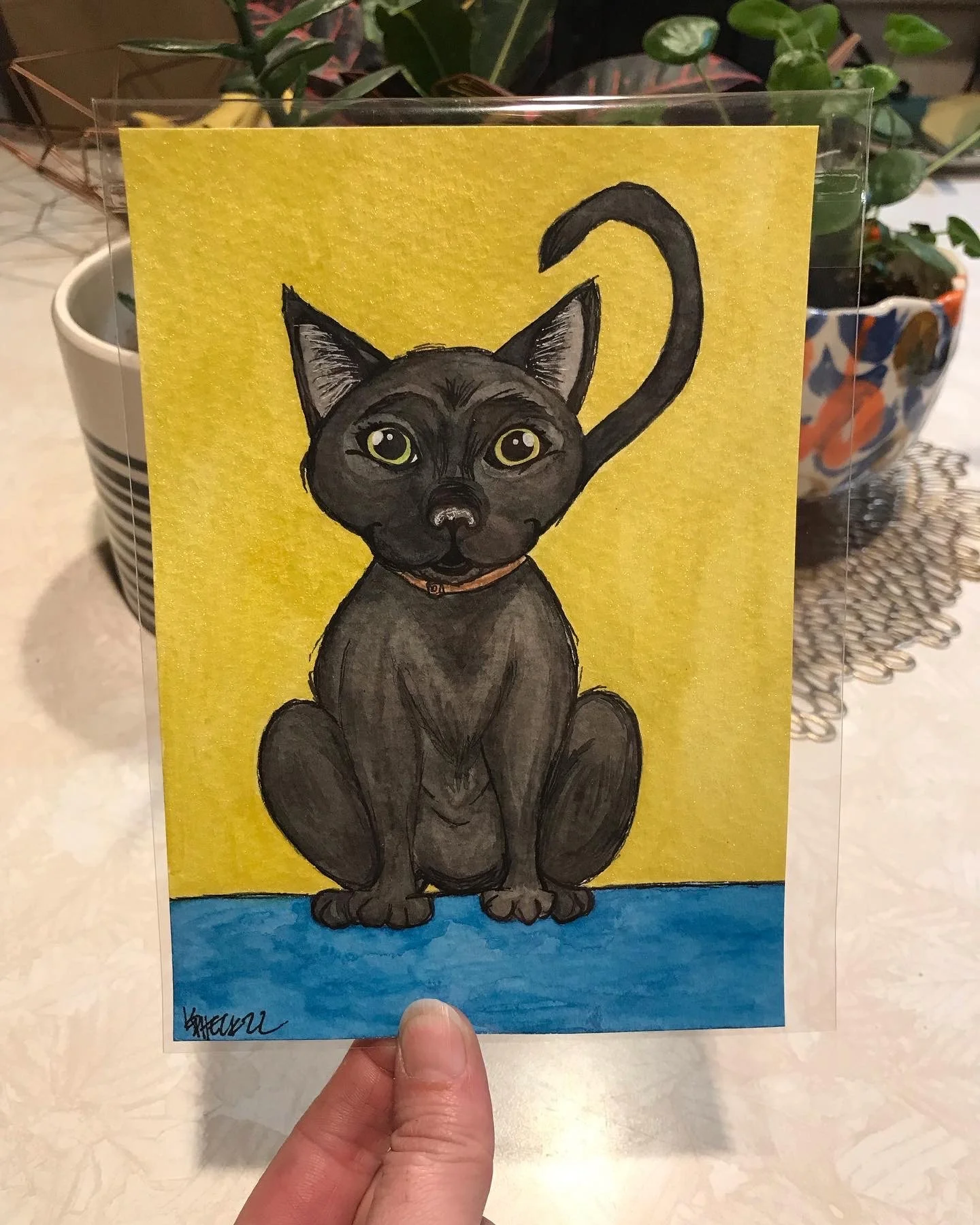 Watercolor Black Cat Portrait-Fundraiser piece