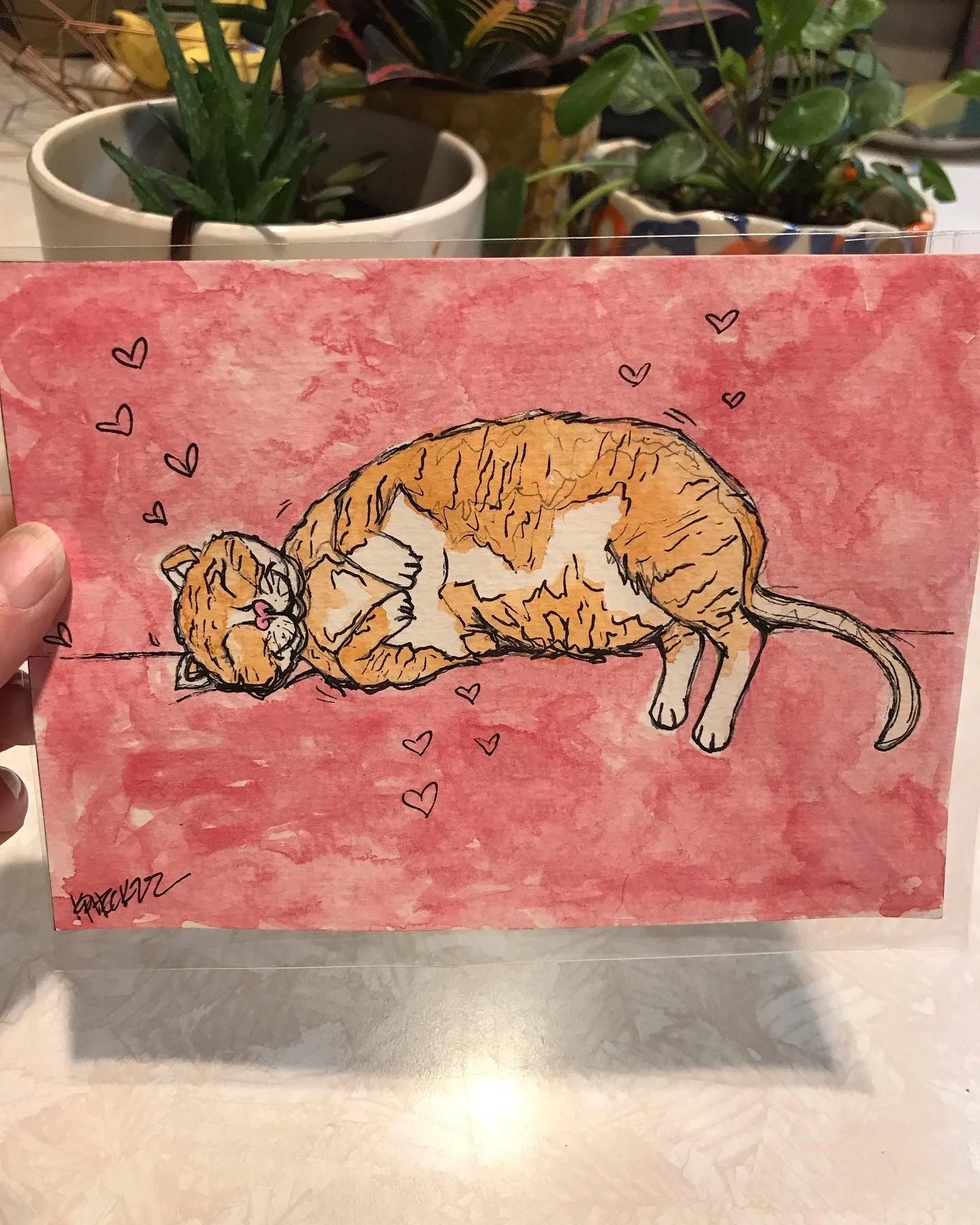 Watercolor Animal Portrait of a Fat Cat -fundraiser piece