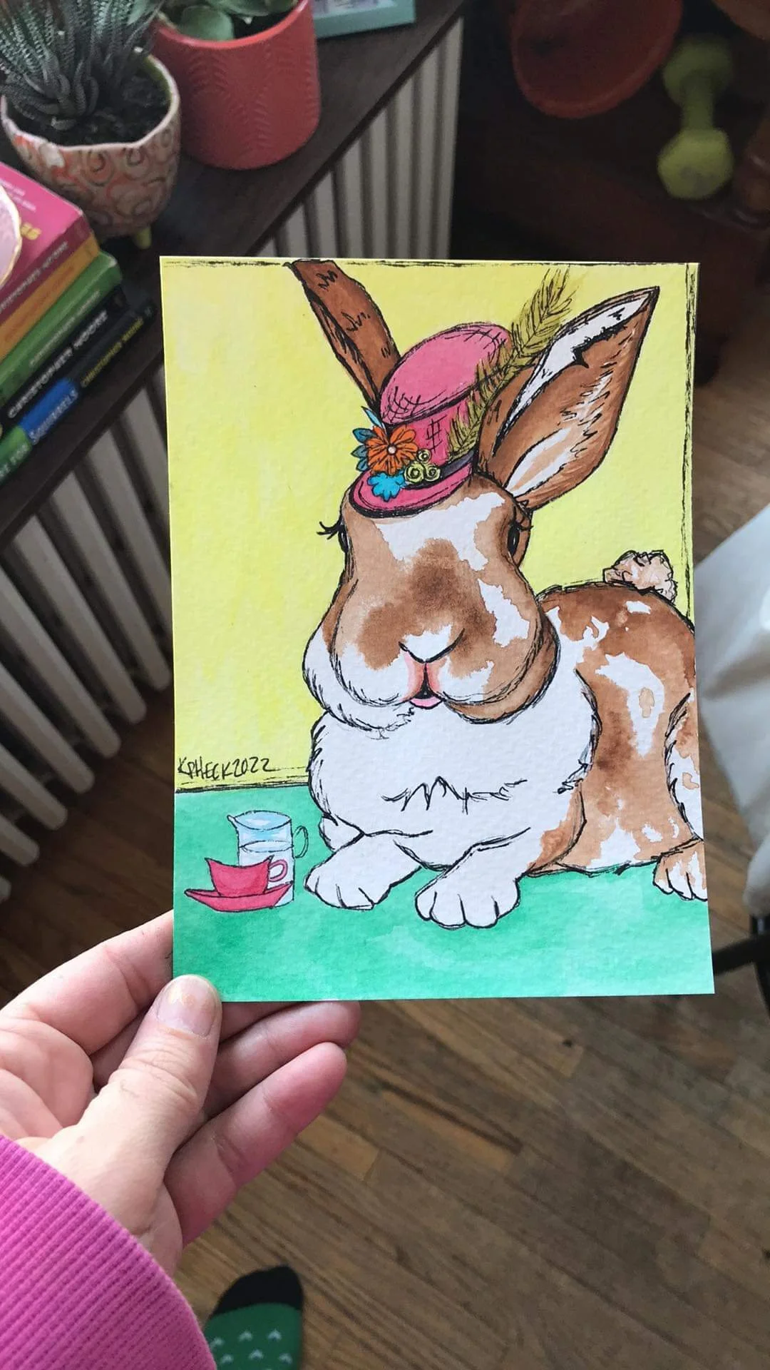 Watercolor portrait of a beloved pet rabbit, done for the Unicef-Ukraine fundraiser