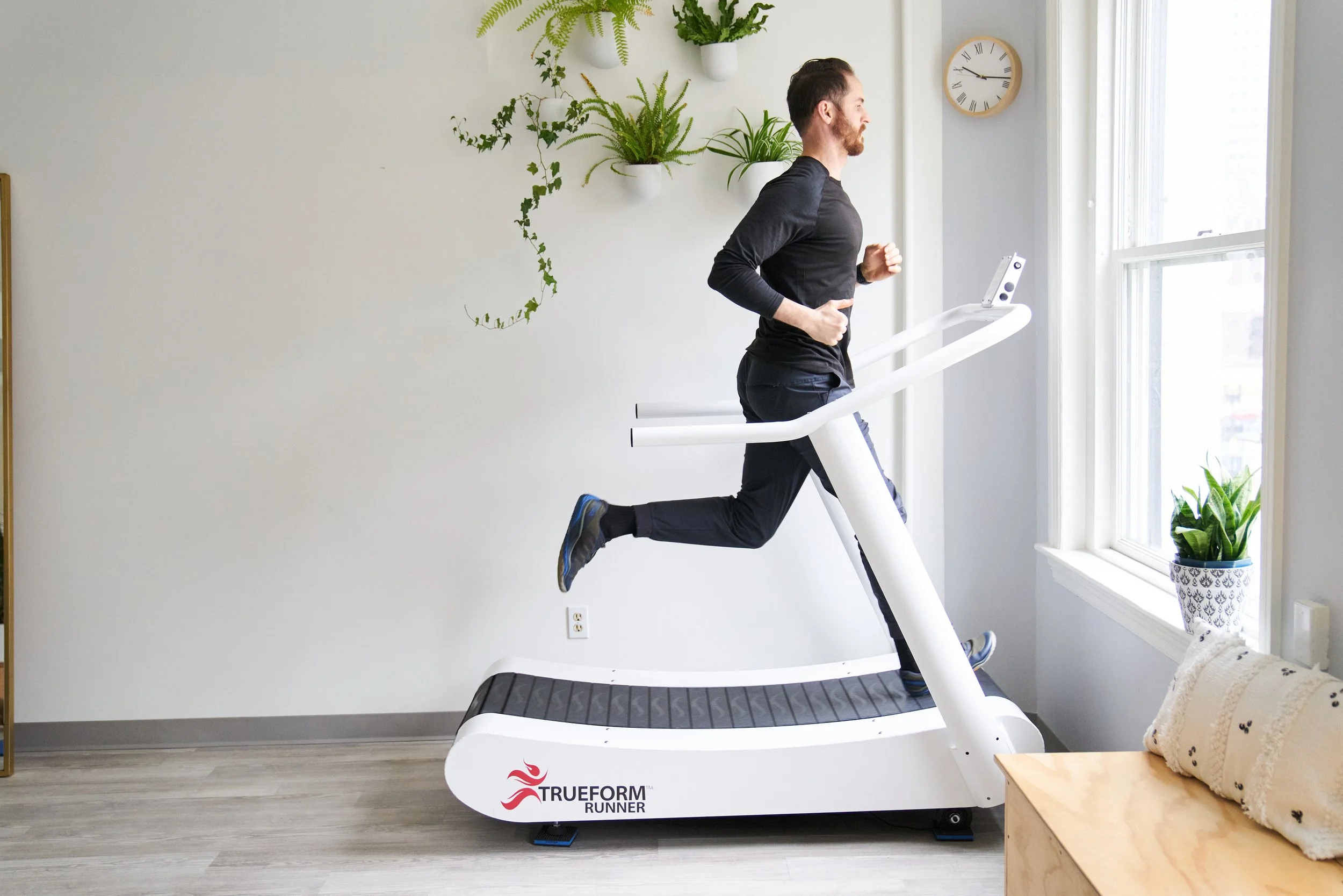 Tim Latham, chiropractor, running on treadmill