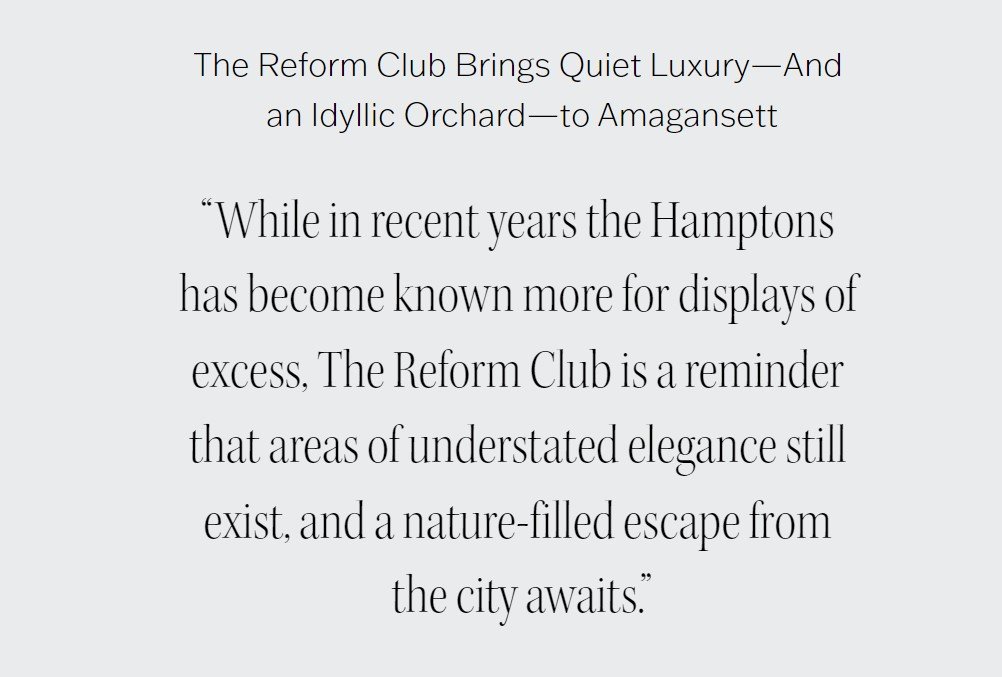 The Reform Club Brings Quiet Luxury—And an Idyllic Orchard—to Amagansett.jpg