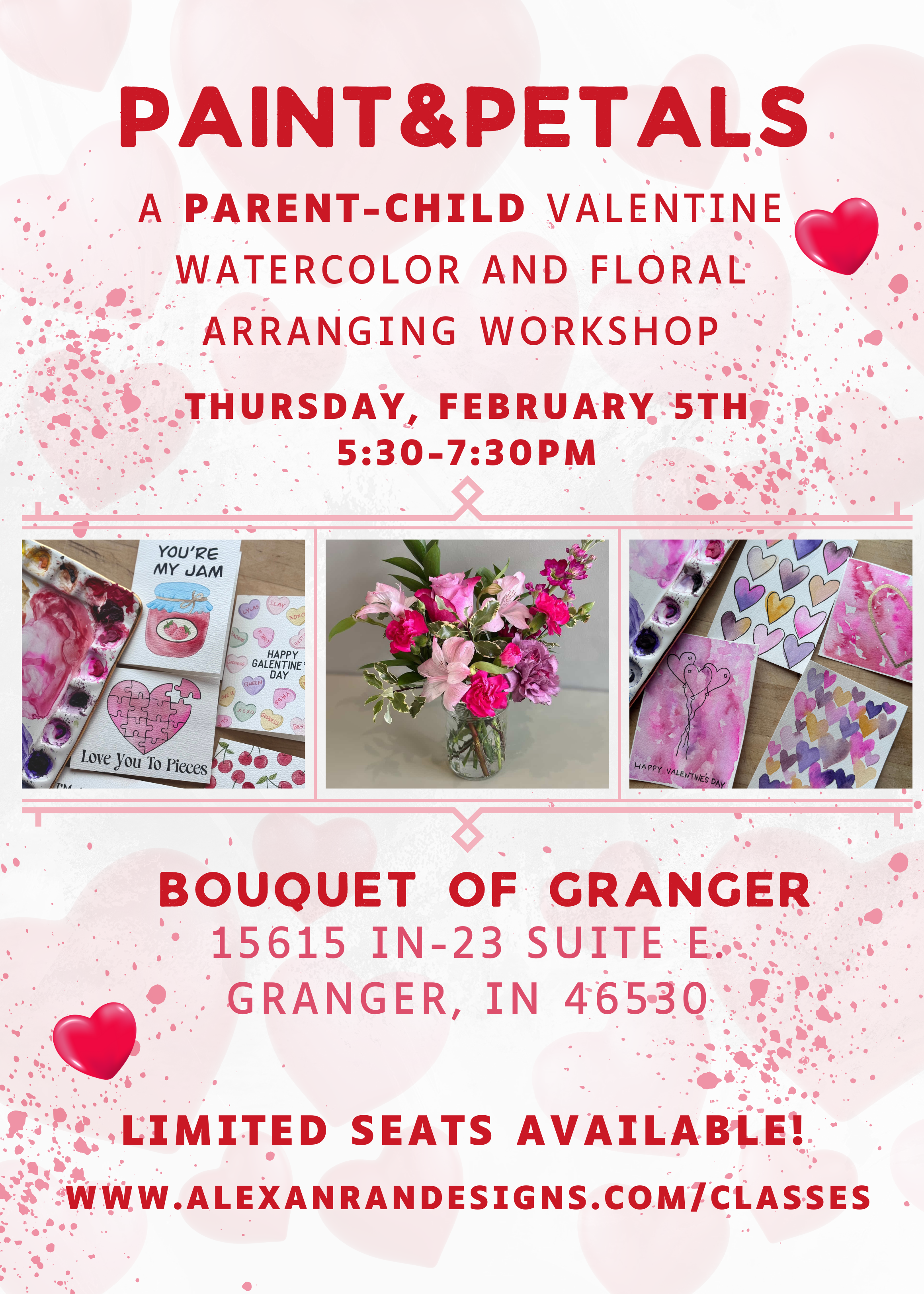 Parent+Kid Watercolor and Flower Arranging Workshop at Bouquet of Granger