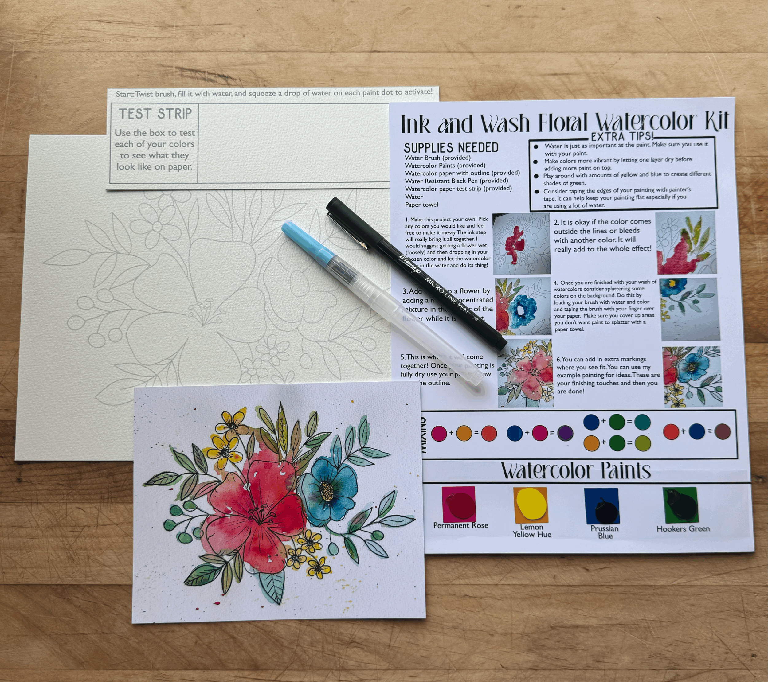 Ink and Wash Floral Watercolor Kit