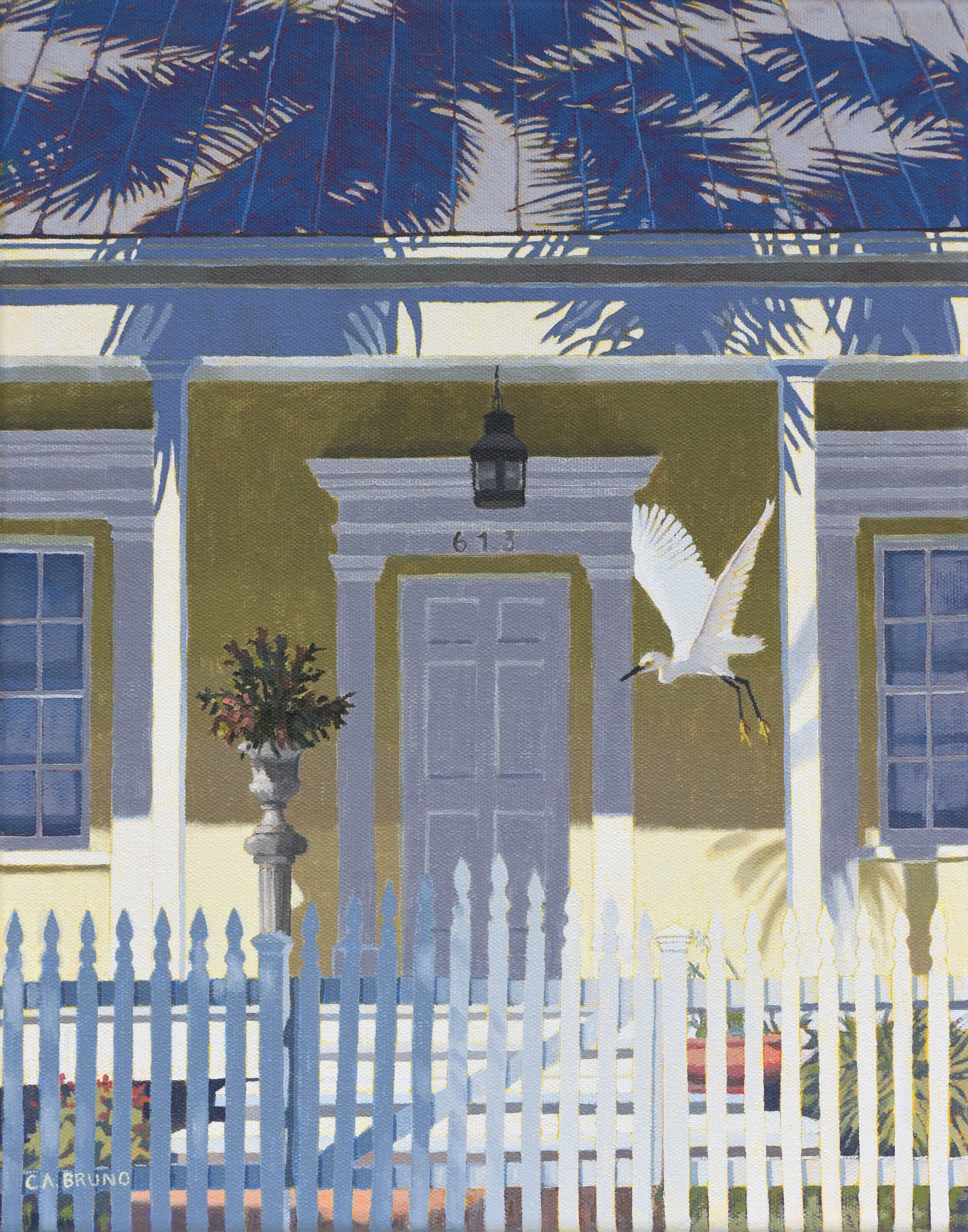 "Egret at the Door" 11x14 oil on canvas