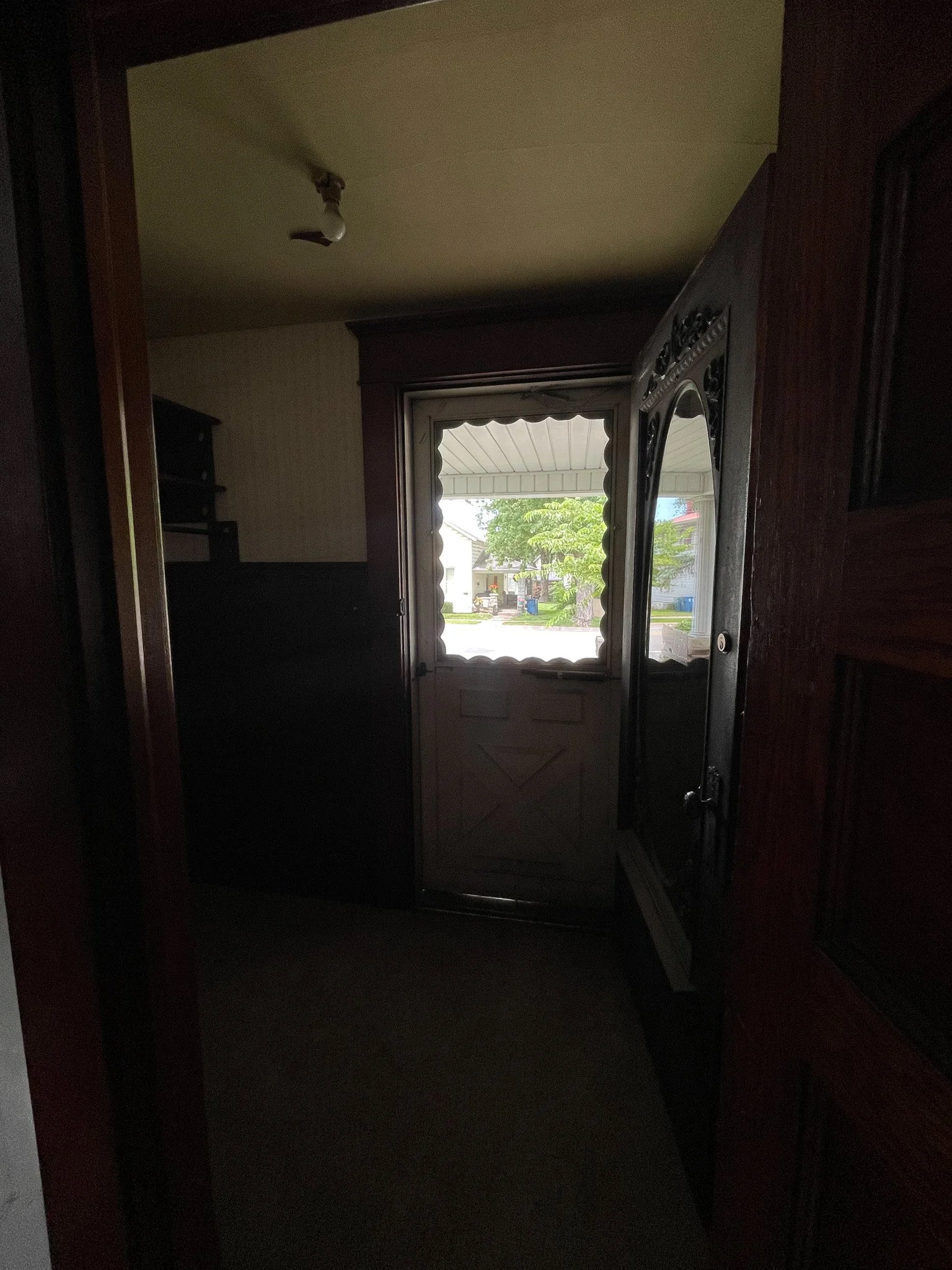 When we bring you in from the wrap-around porch, you'll come into our vestibule. Come on in where it's cozy!