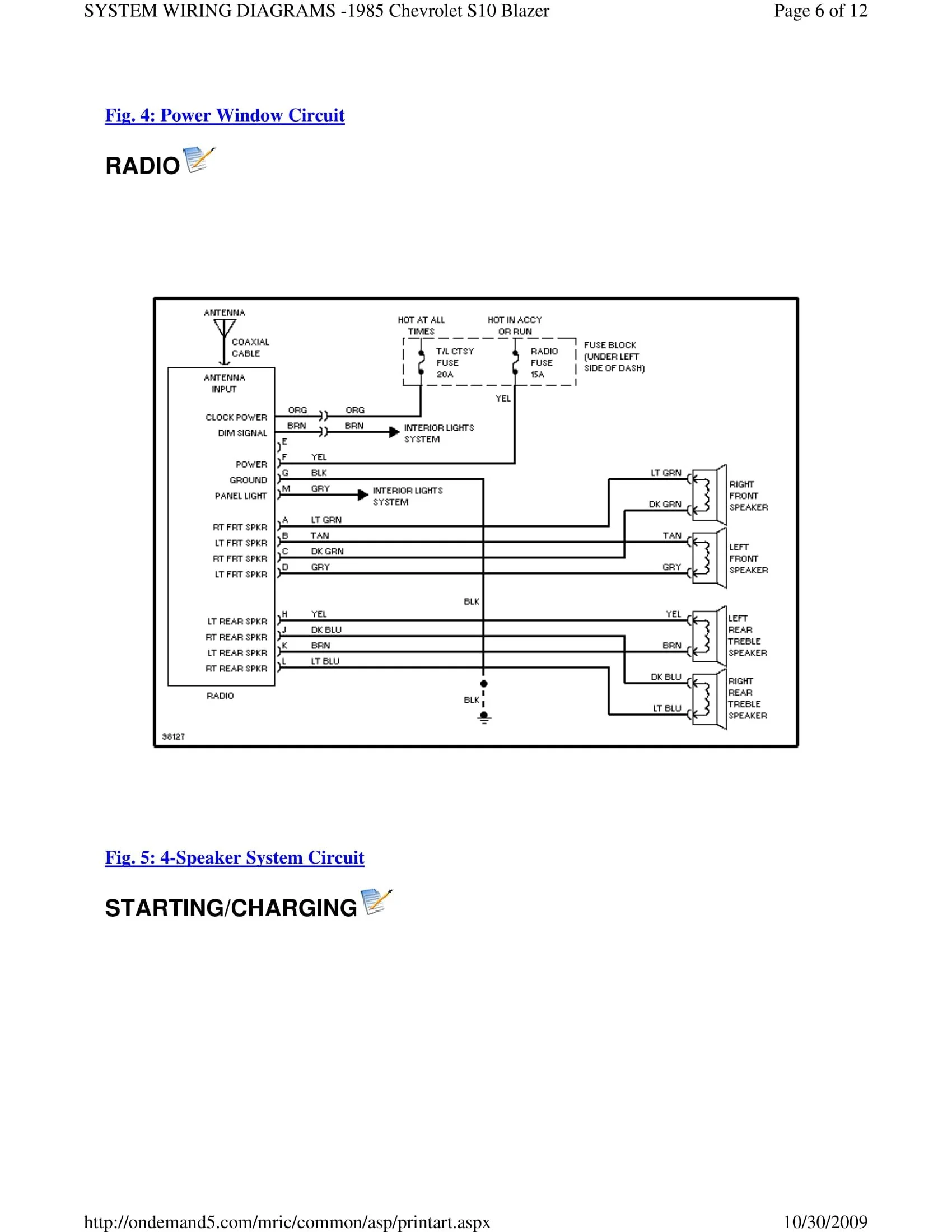 1985 Chevrolet S10 Blazer WIRING DIAGRAMS — S10LIFE