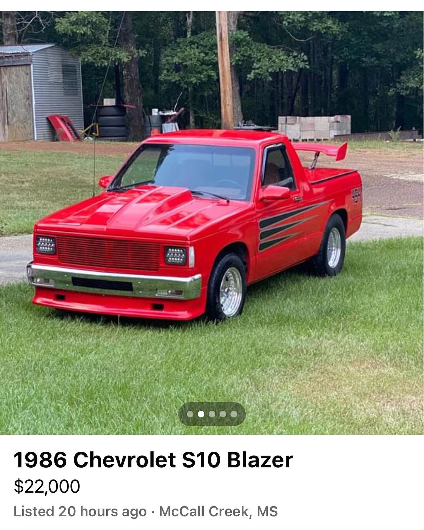 Another marketplace find , this is a rad build but it&rsquo;s a little bit over my budget 🤣 

Visit us at S10LIFE.ORG
#S10LIFE
_____________________________
#s10 #squarebody #gmc #chevy #chevorlet #dragracing #carculture #minitruck #car #cars #truck