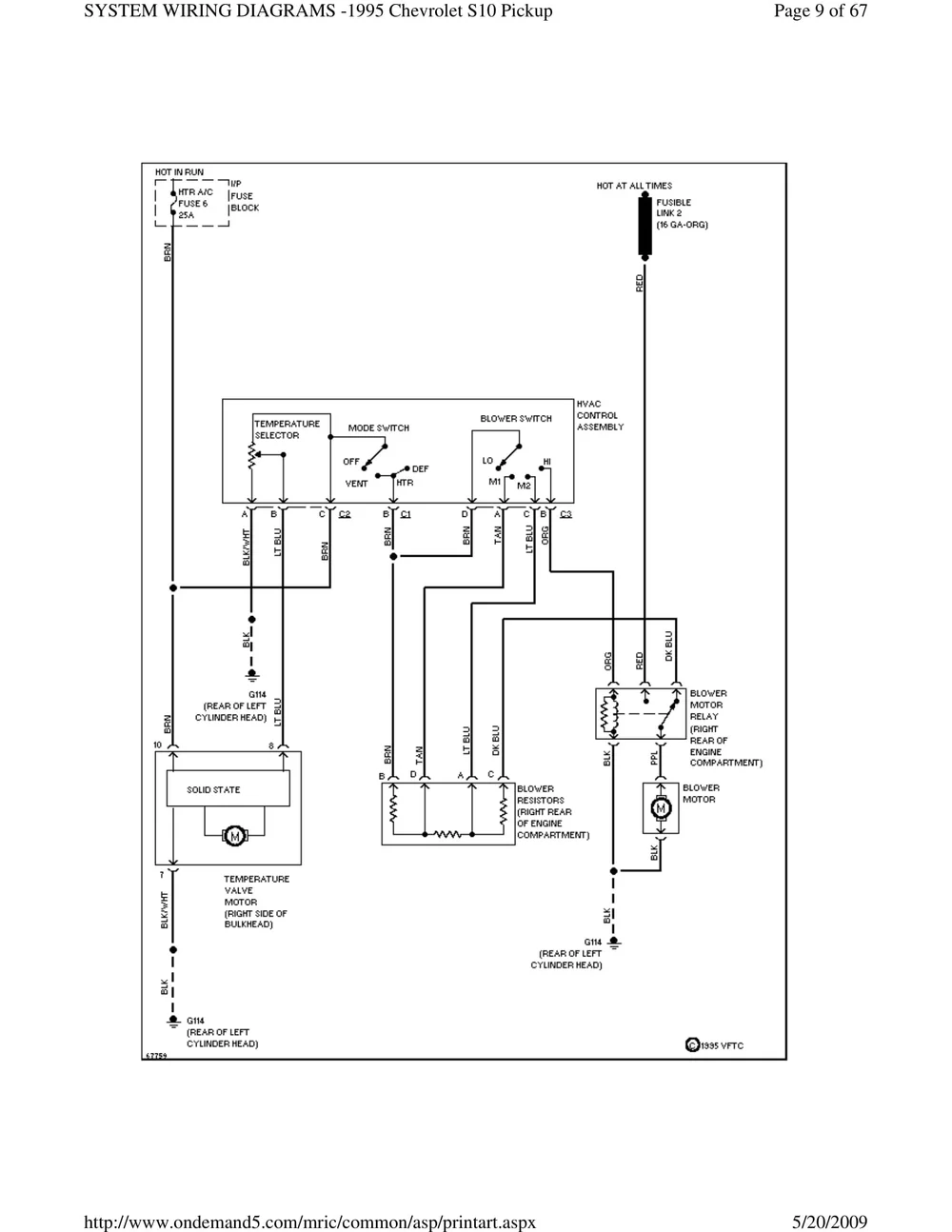 1995 Chevrolet S10 Pickup Wiring Diagrams — S10LIFE