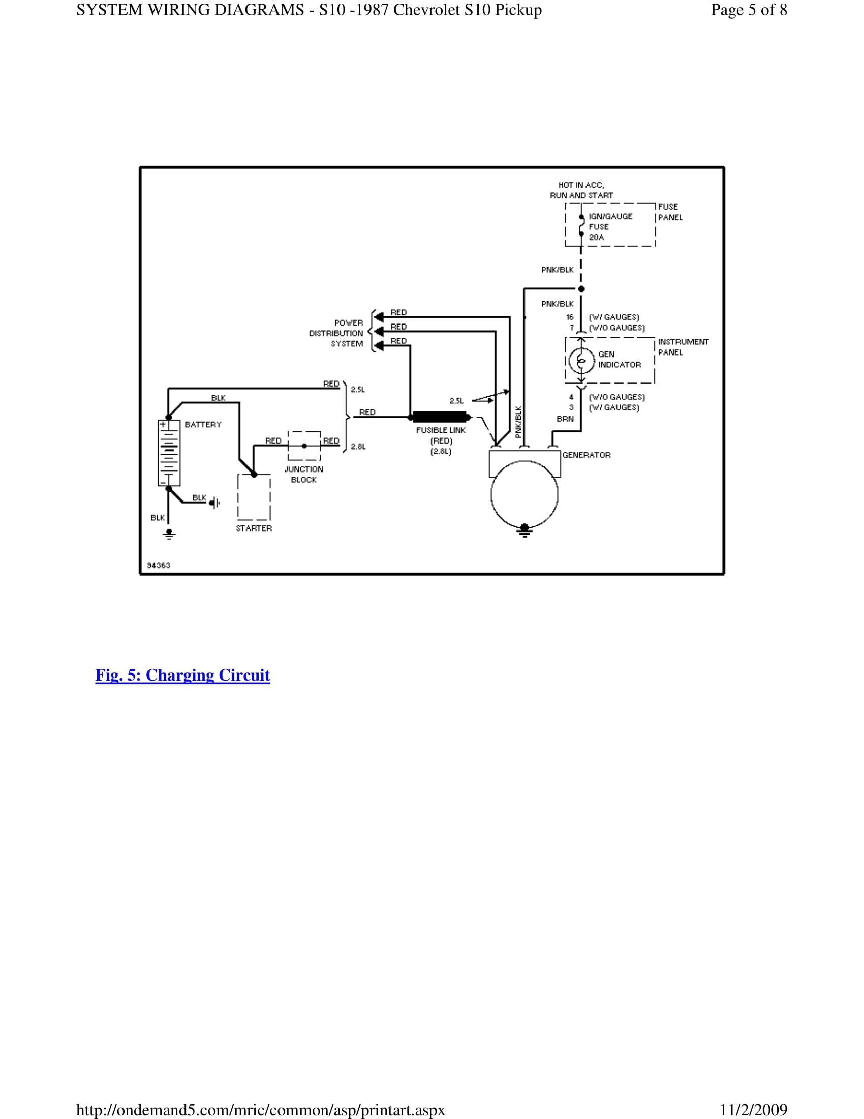 1987 Chevrolet S-10 WIRING DIAGRAMS — S10LIFE