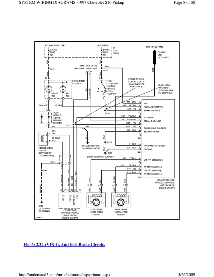 1997 Chevrolet S-10 Pickup Wiring Diagrams — S10LIFE